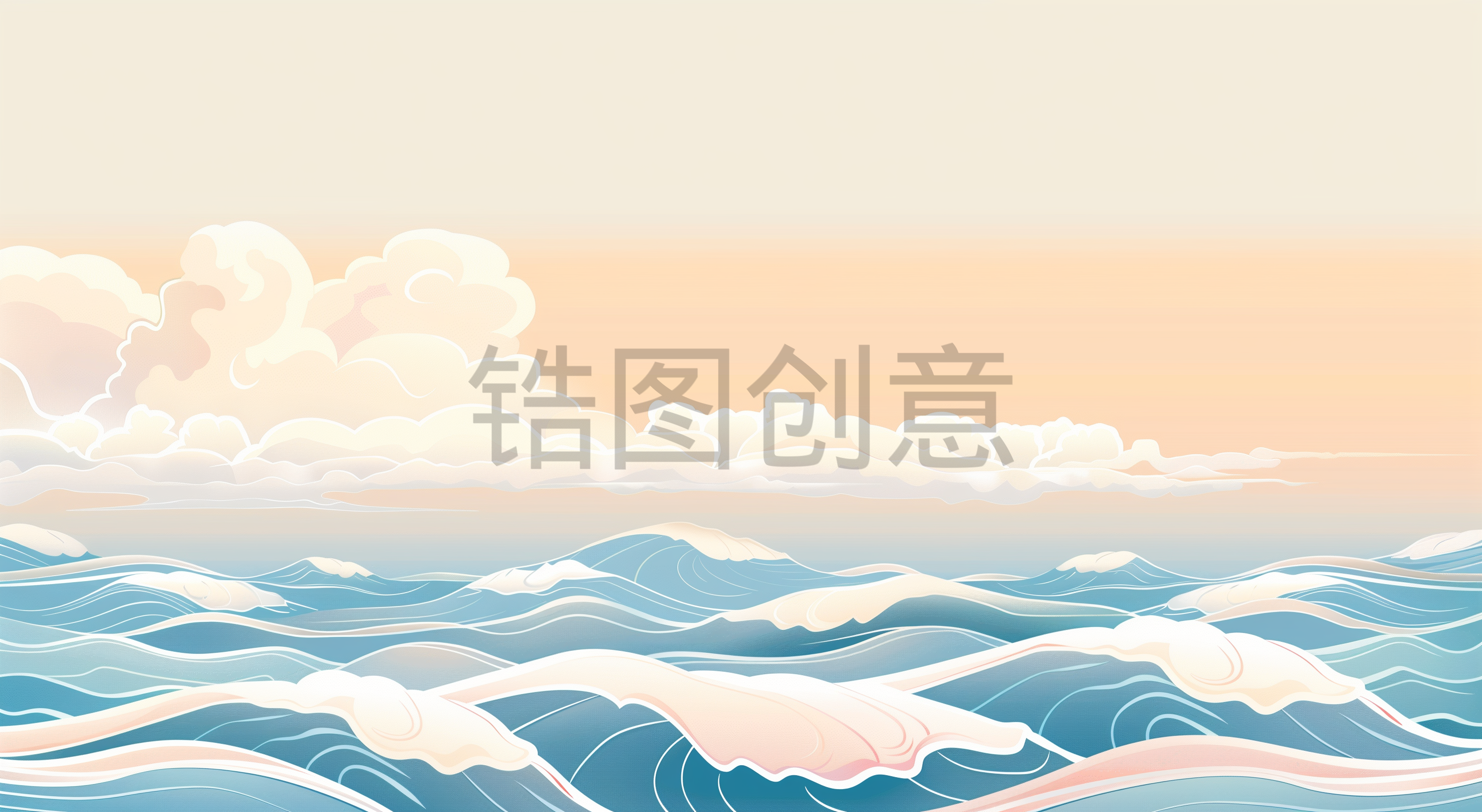 定设网-日式风格海浪波浪背景