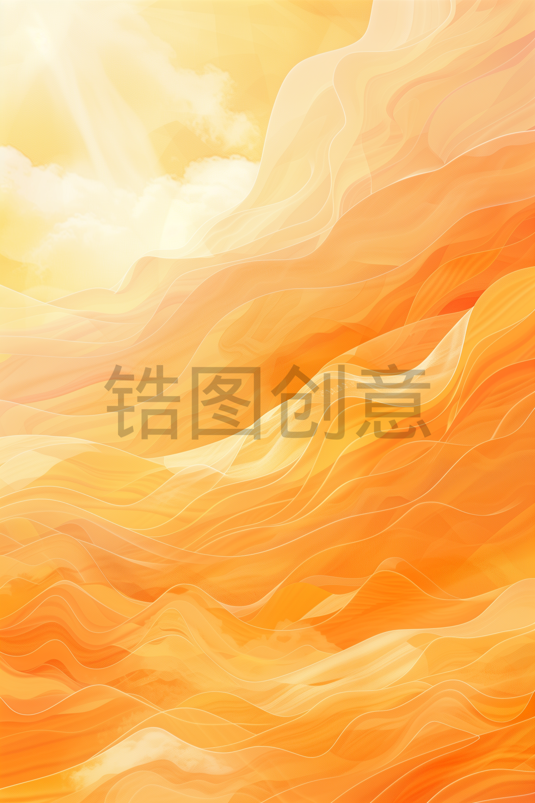 定设网-橙色渐变曲线波浪状背景