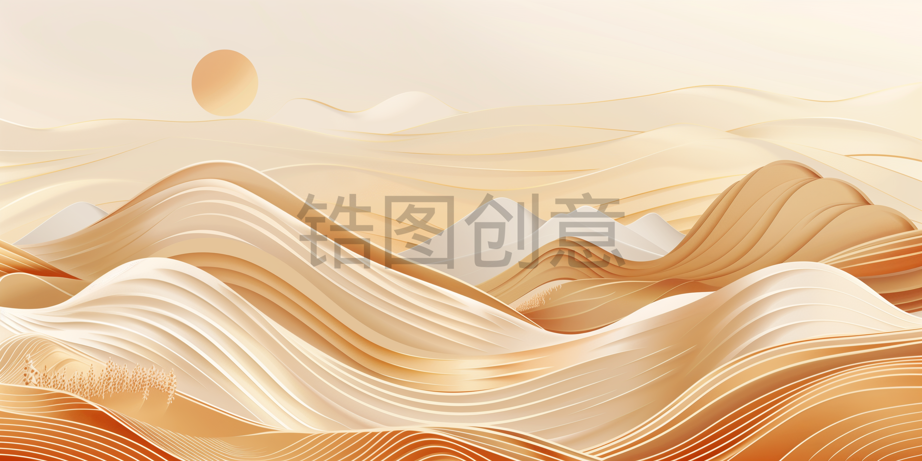定设网-国风山水风景抽象背景