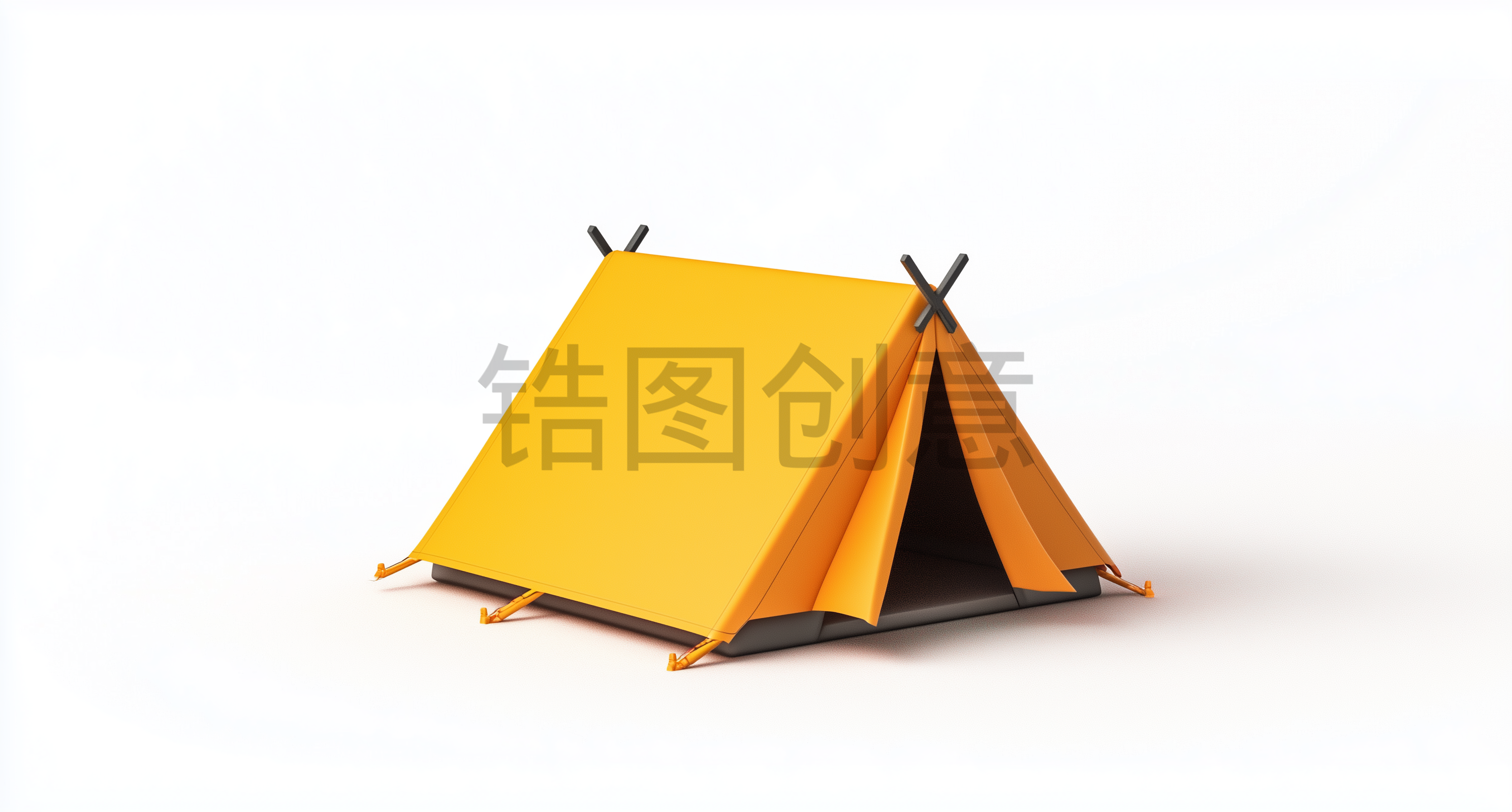 定设网-橙色露营帐篷元素素材