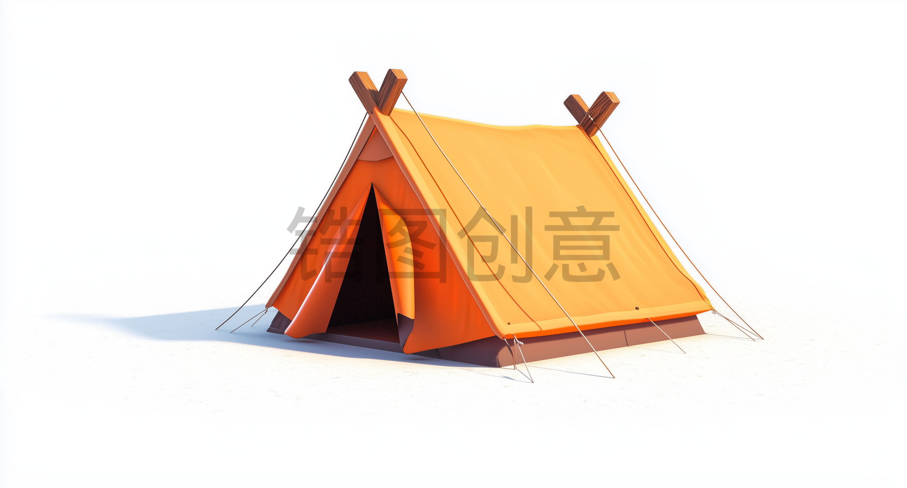 定设网-橙色露营帐篷元素素材