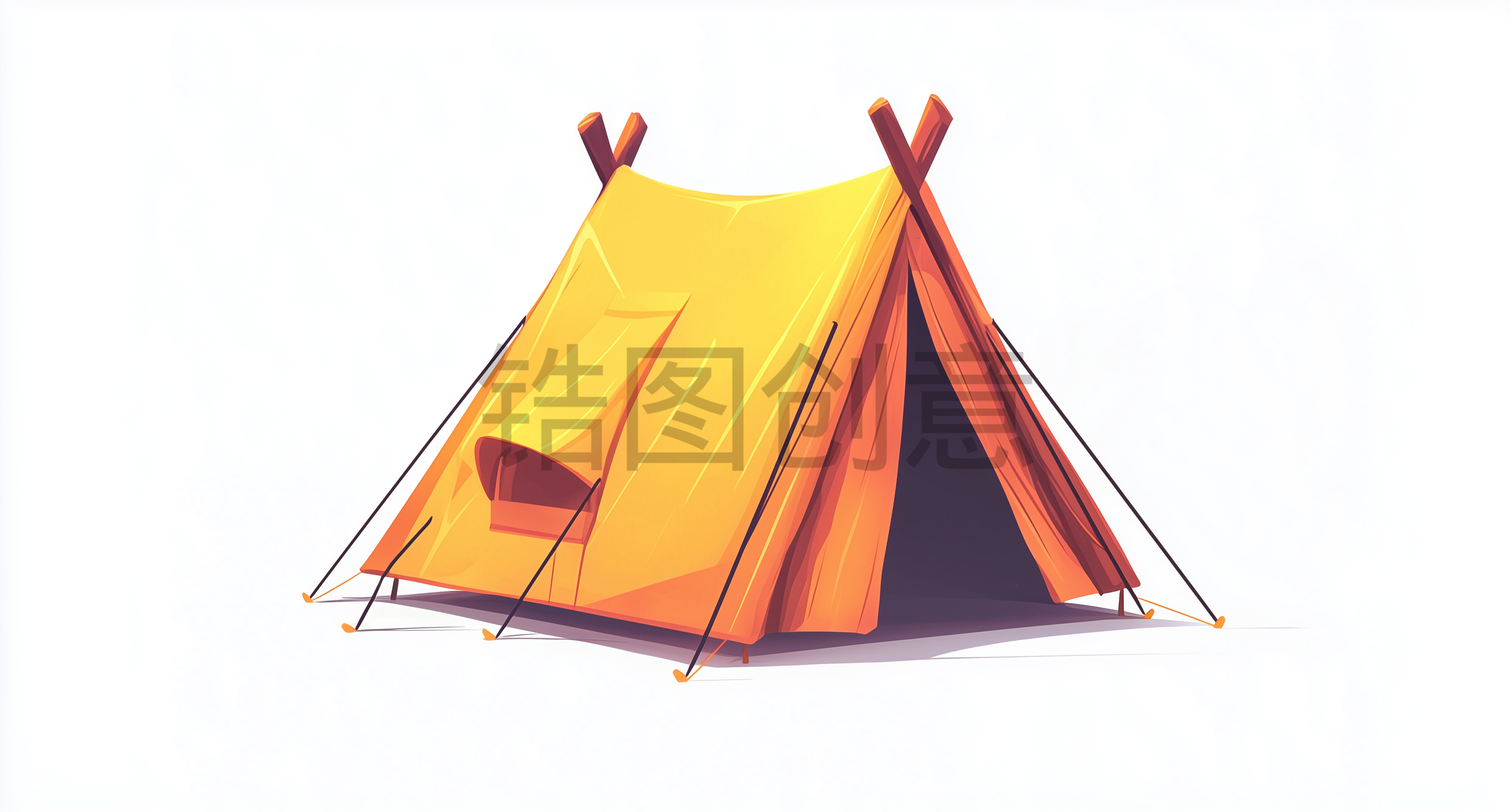 定设网-橙色露营帐篷元素素材
