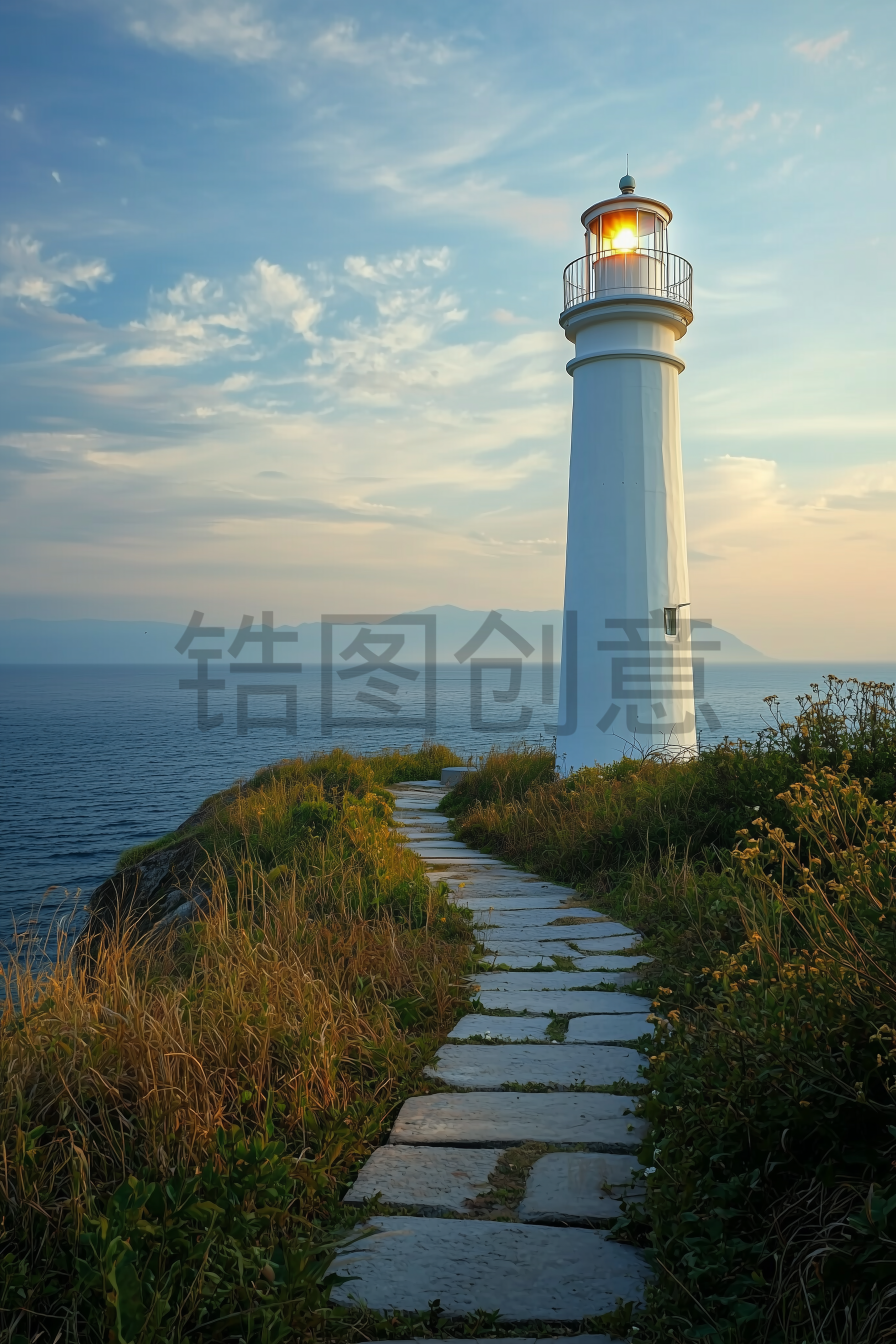 定设网-海边上灯塔指引灯图片素材