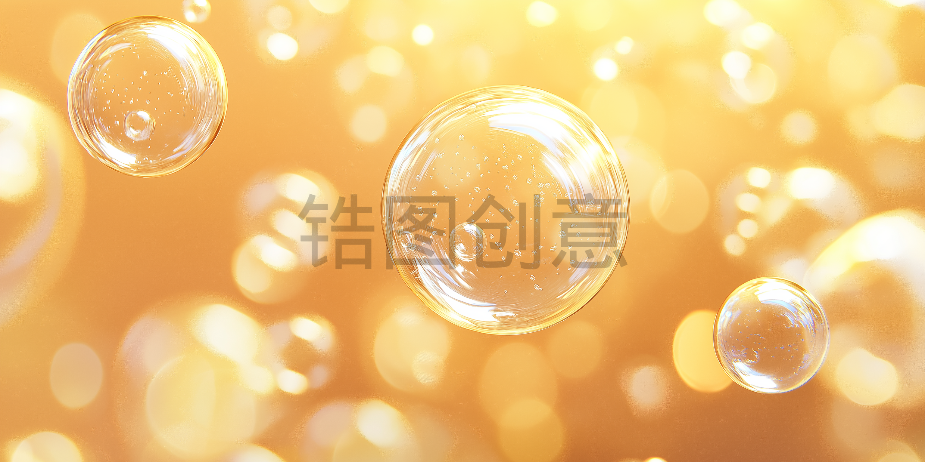 定设网-金色分子精华水珠水泡背景素材