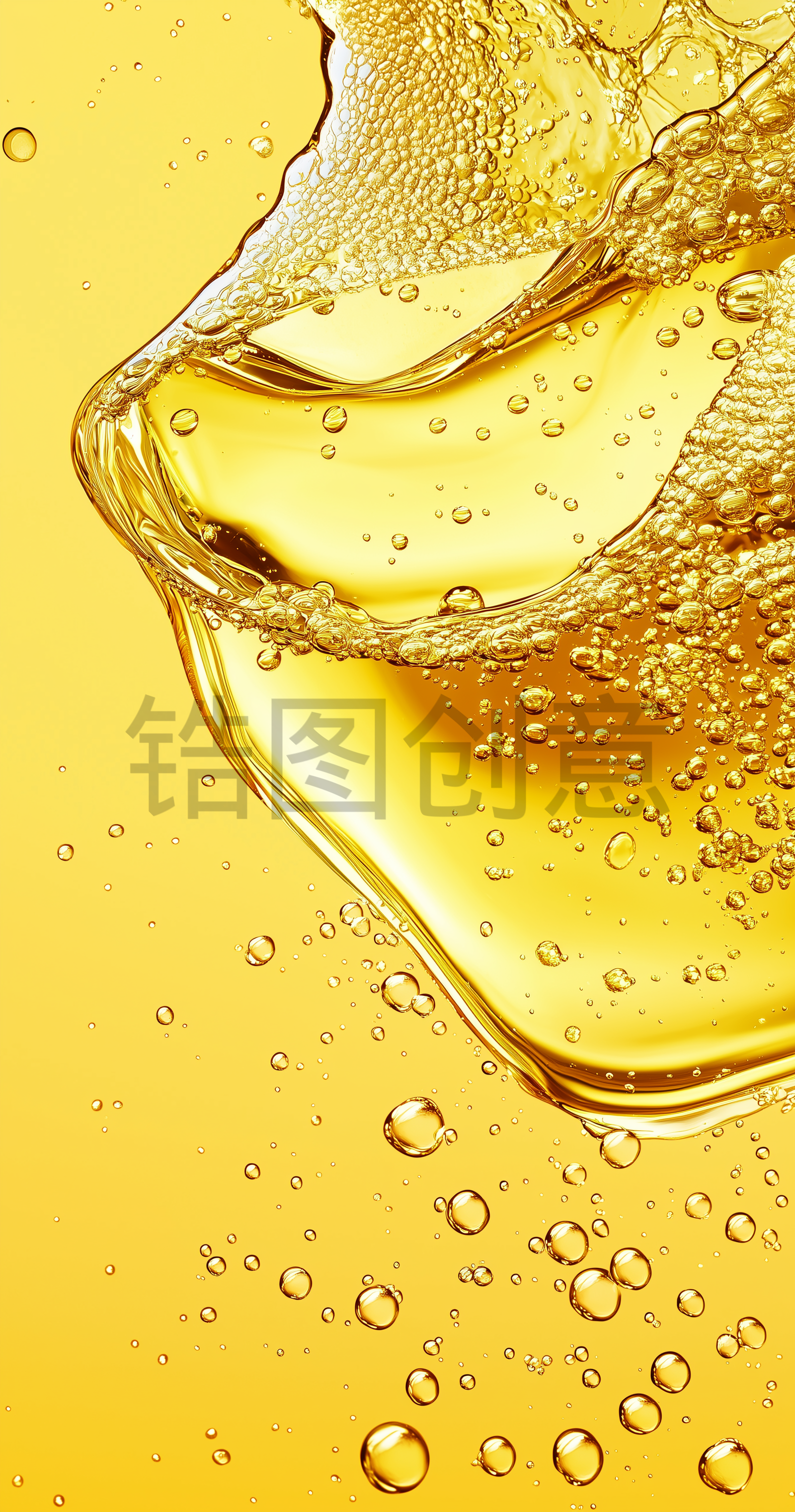 定设网-金色透明液体分子精华透明油泡拉丝背景