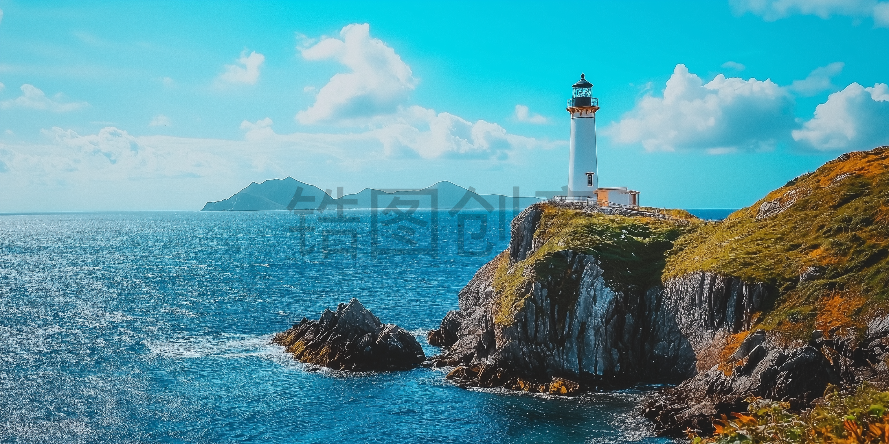 定设网-海边上灯塔指引灯图片素材