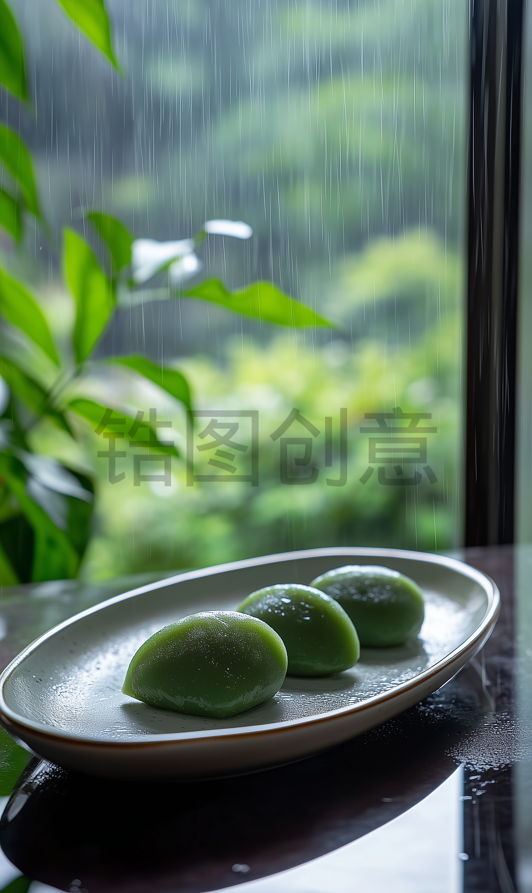 定设网-清明节青团美食写实背景