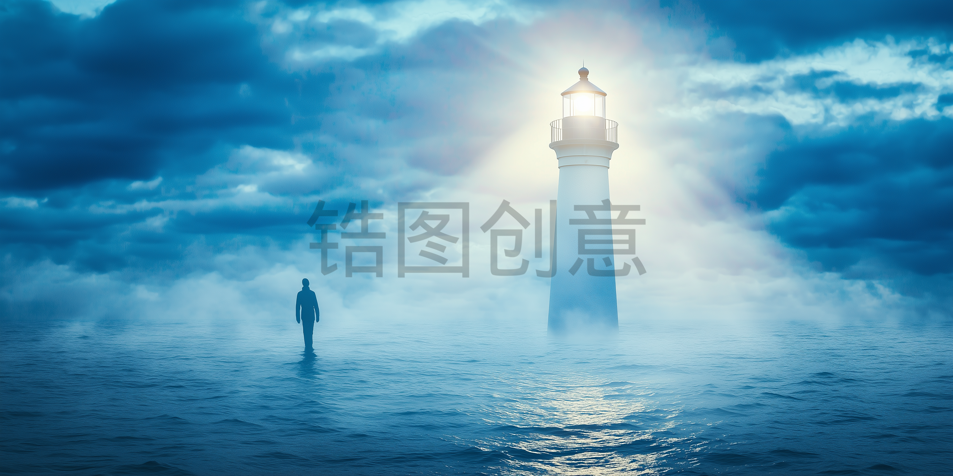 定设网-海上灯塔指引灯图片素材