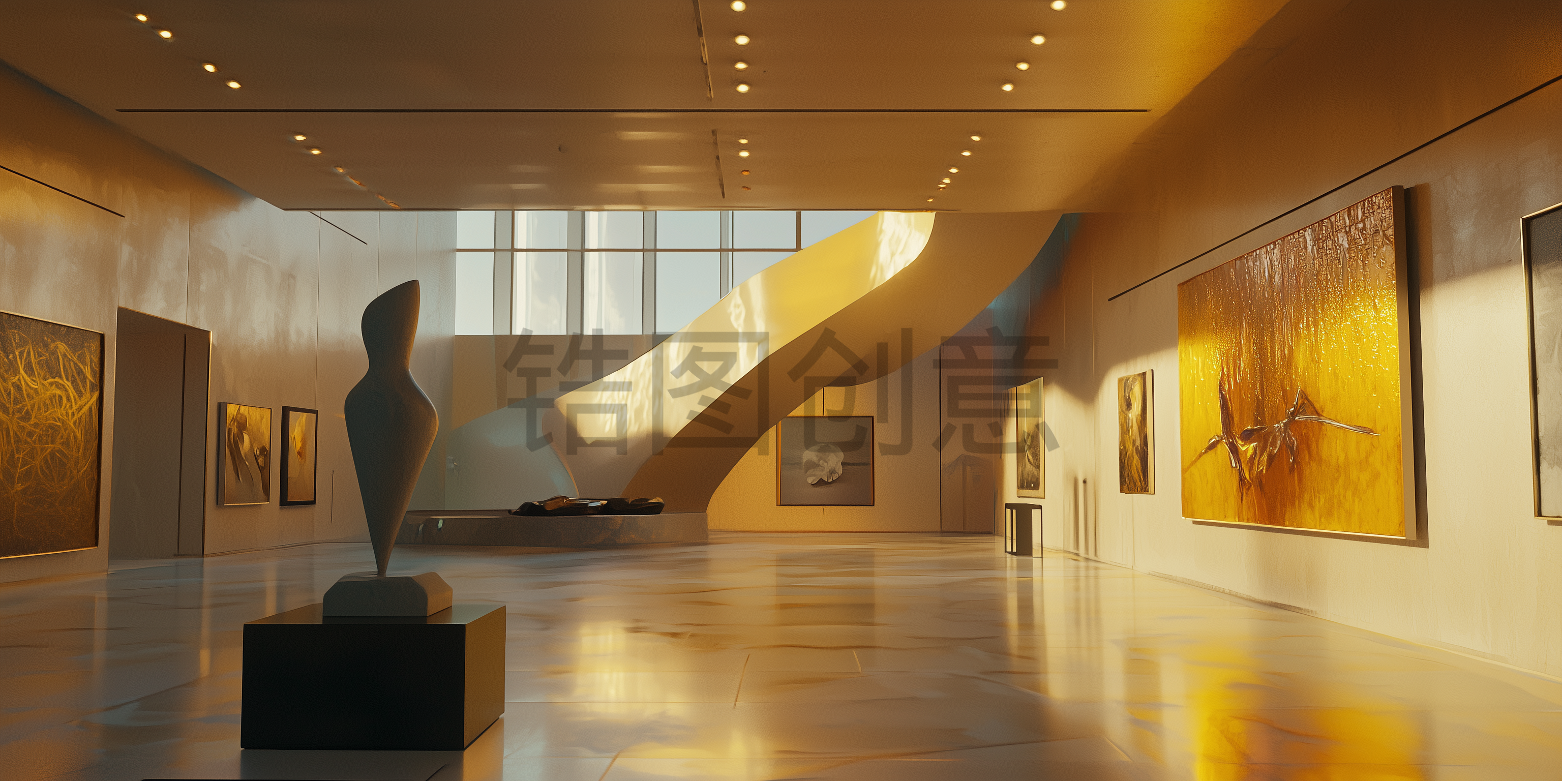 定设网-艺术展厅展览室内写实背景