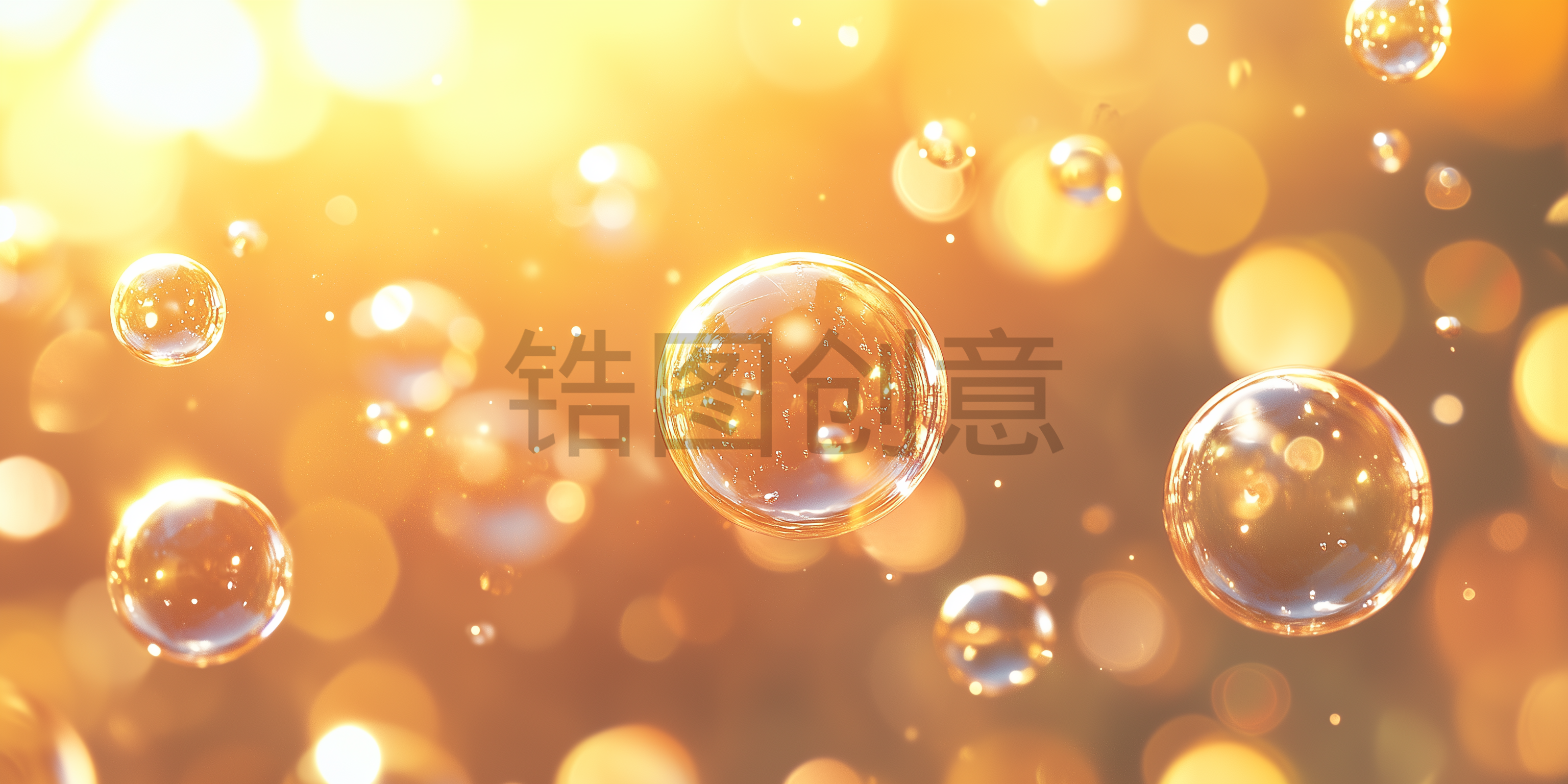 定设网-金色分子精华水珠水泡背景素材