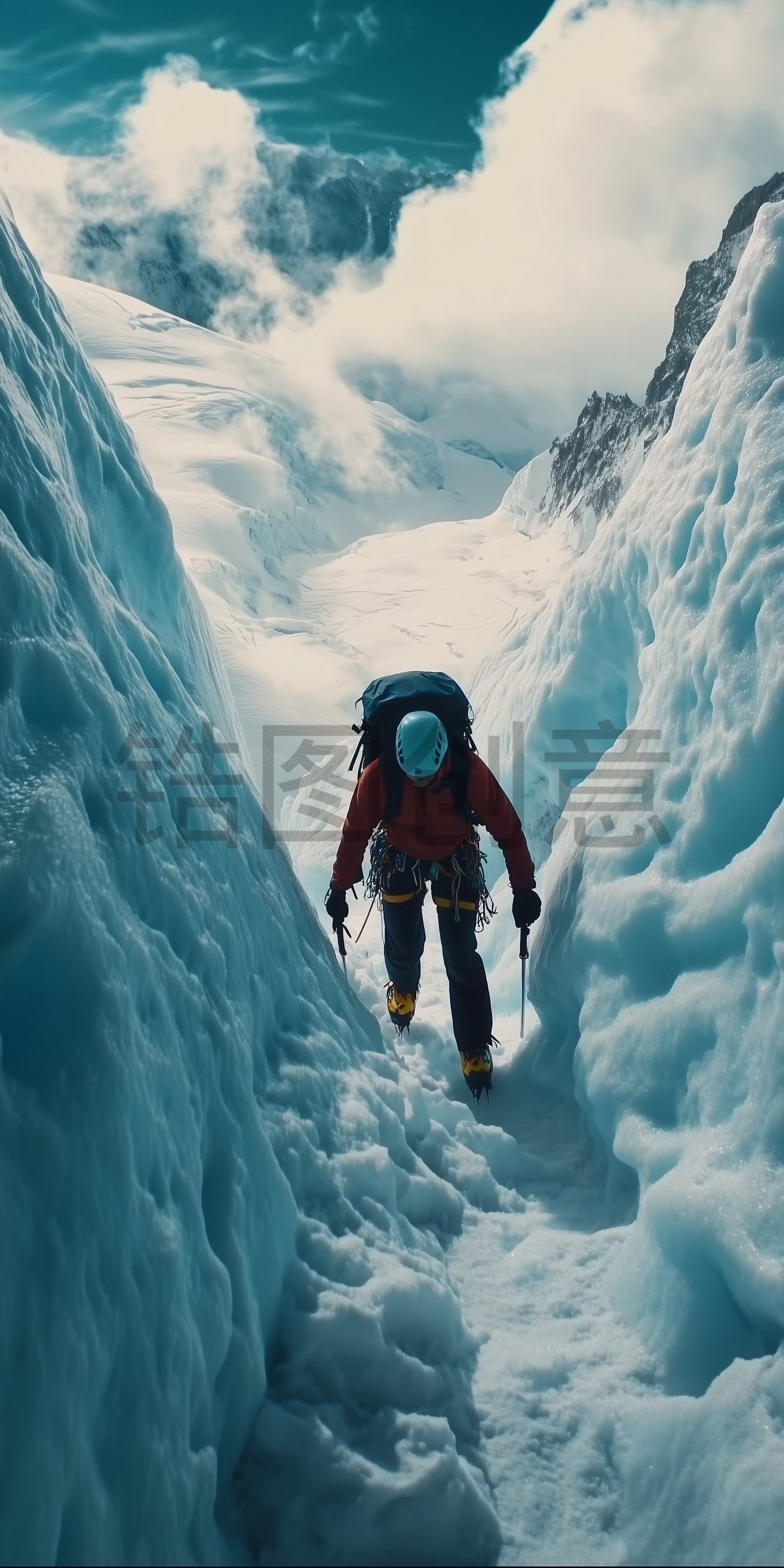 定设网-户外运动登山爬山攀登高峰雪山场景