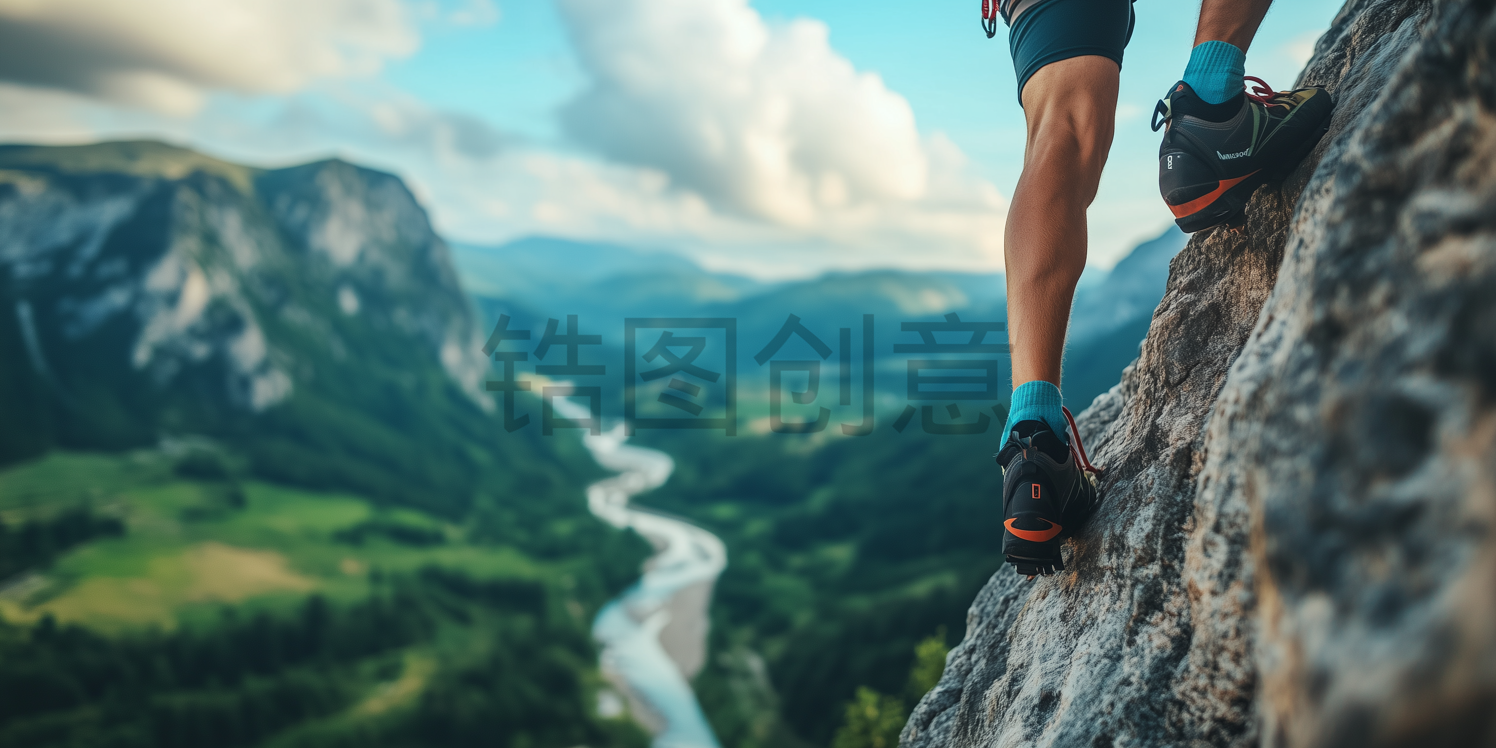 定设网-户外运动员登山爬山攀登高峰山脉特写脚部背景