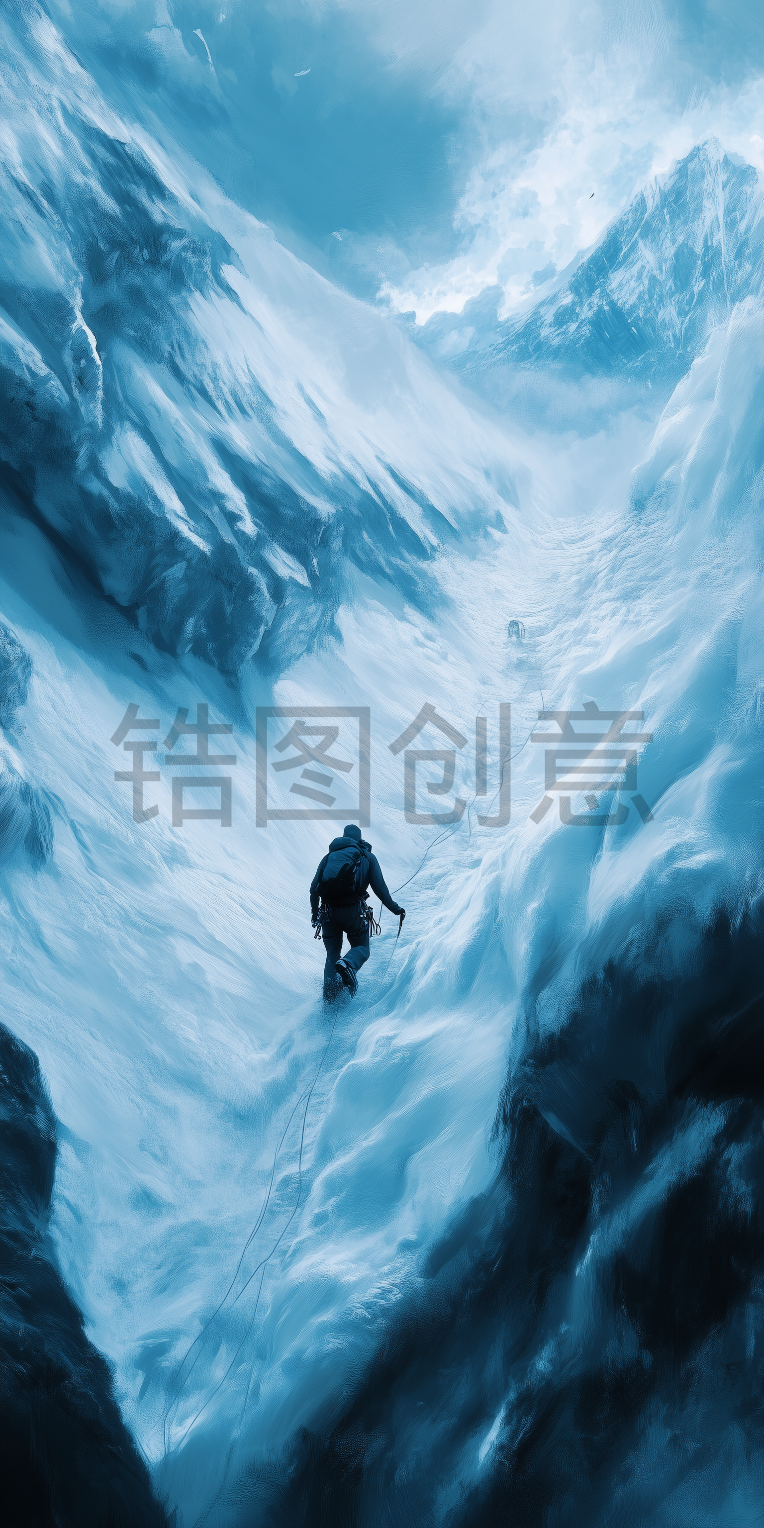 定设网-户外运动登山爬山攀登高峰雪山背景