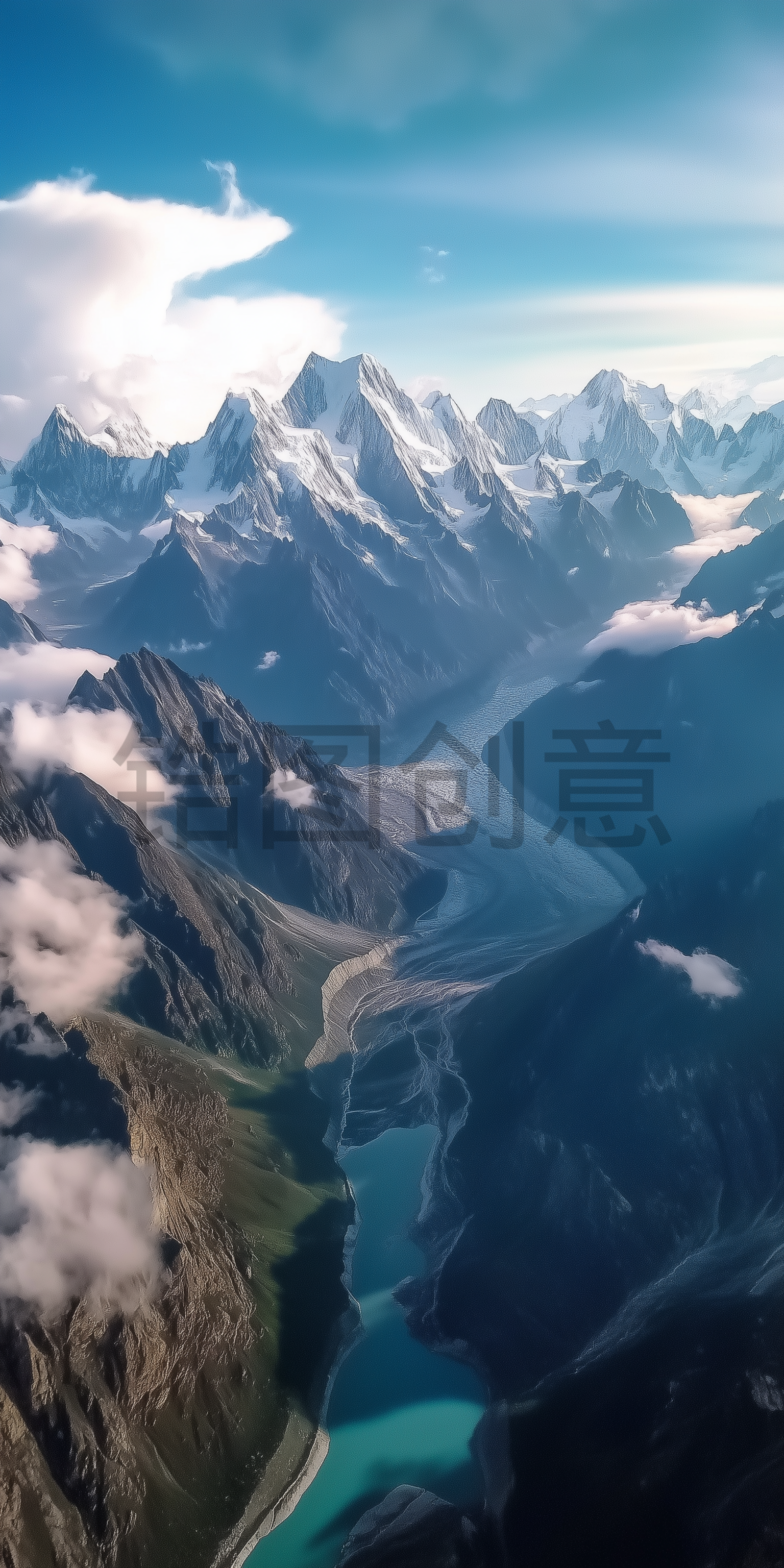定设网-高山高峰山脉河流背景