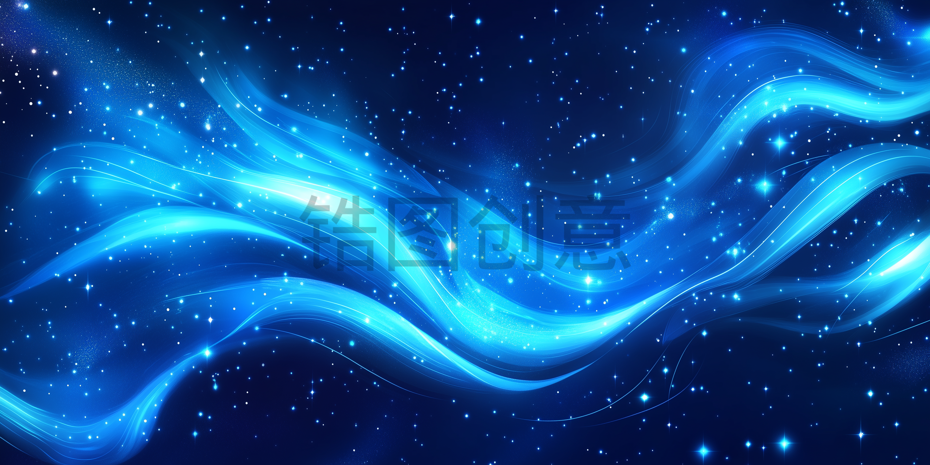 定设网-蓝色粒子曲线波浪状抽象背景