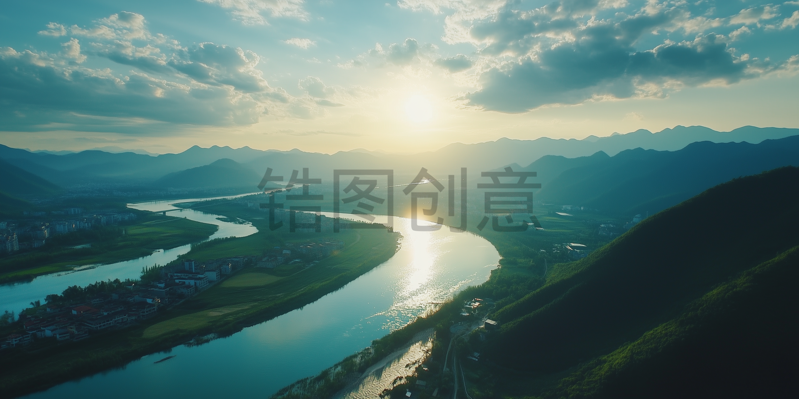 定设网-写实乡村河流山脉自然风光