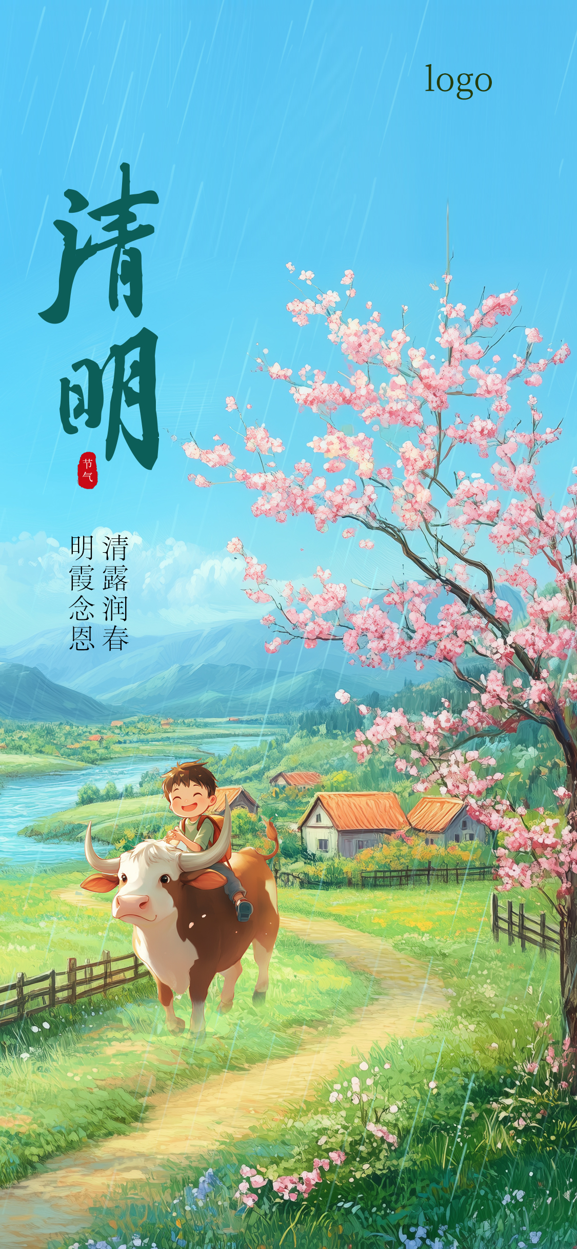 定设网-清明节插画风格海报