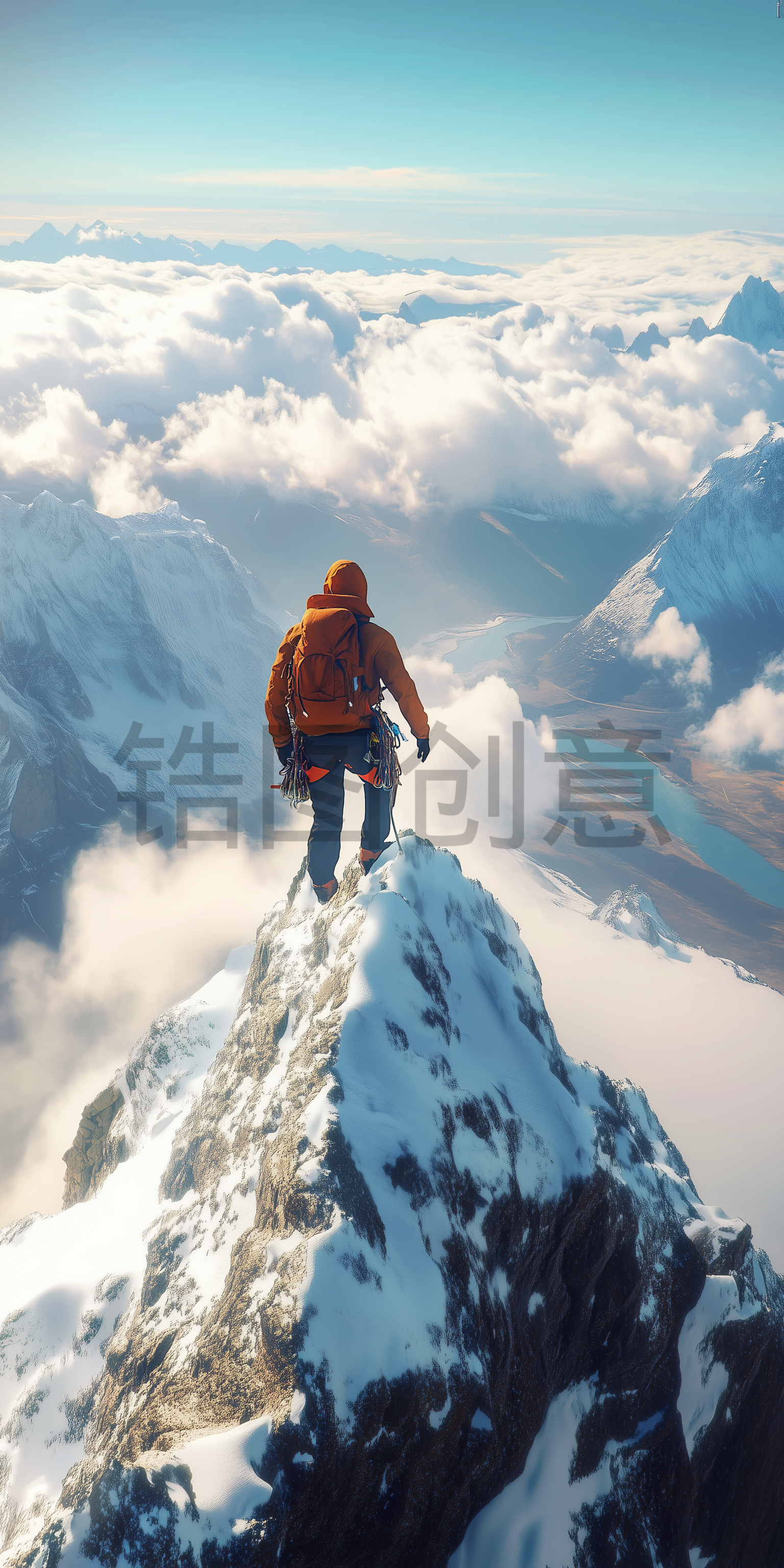 定设网-数字ai户外攀登雪山高峰山脉背景