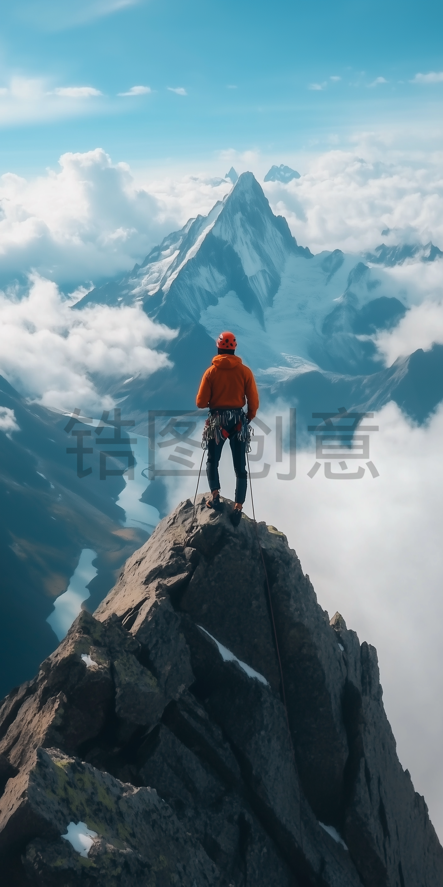 定设网-男性户外运动员登山爬山攀登高峰山脉背景
