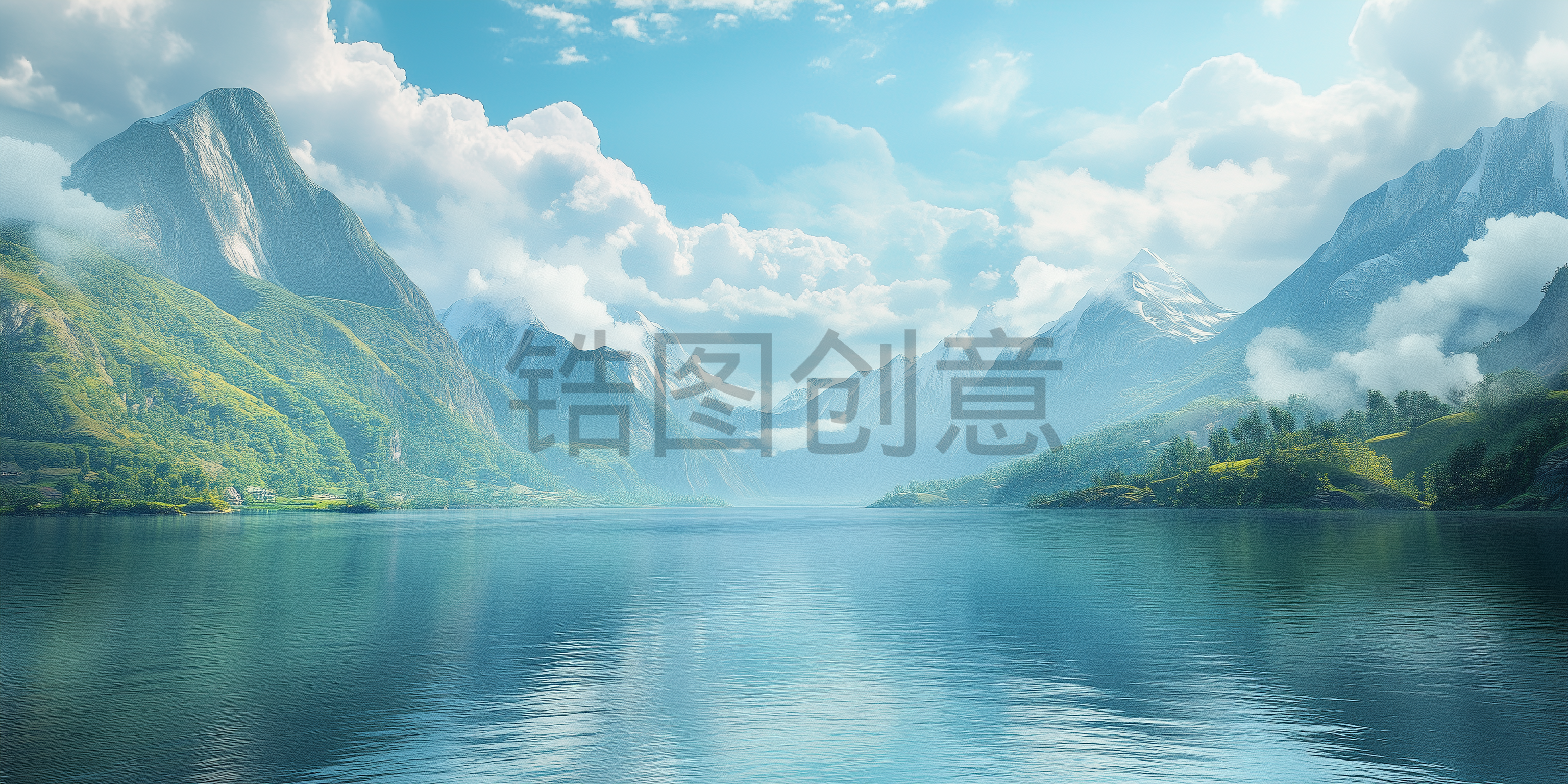 定设网-数字ai河流湖泊山脉自然风景