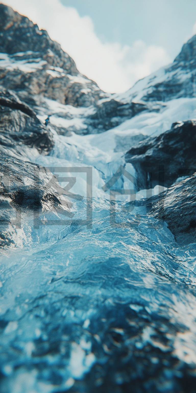 定设网-雪山上流下水流河流