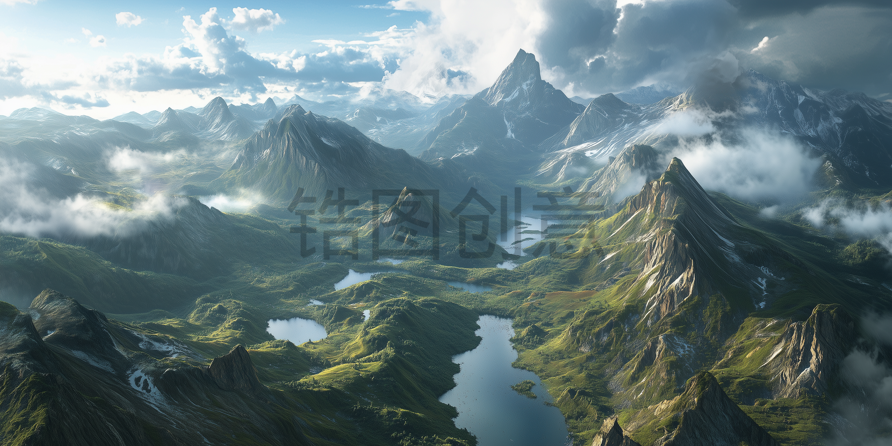 定设网-数字ai河流湖泊山脉自然风景