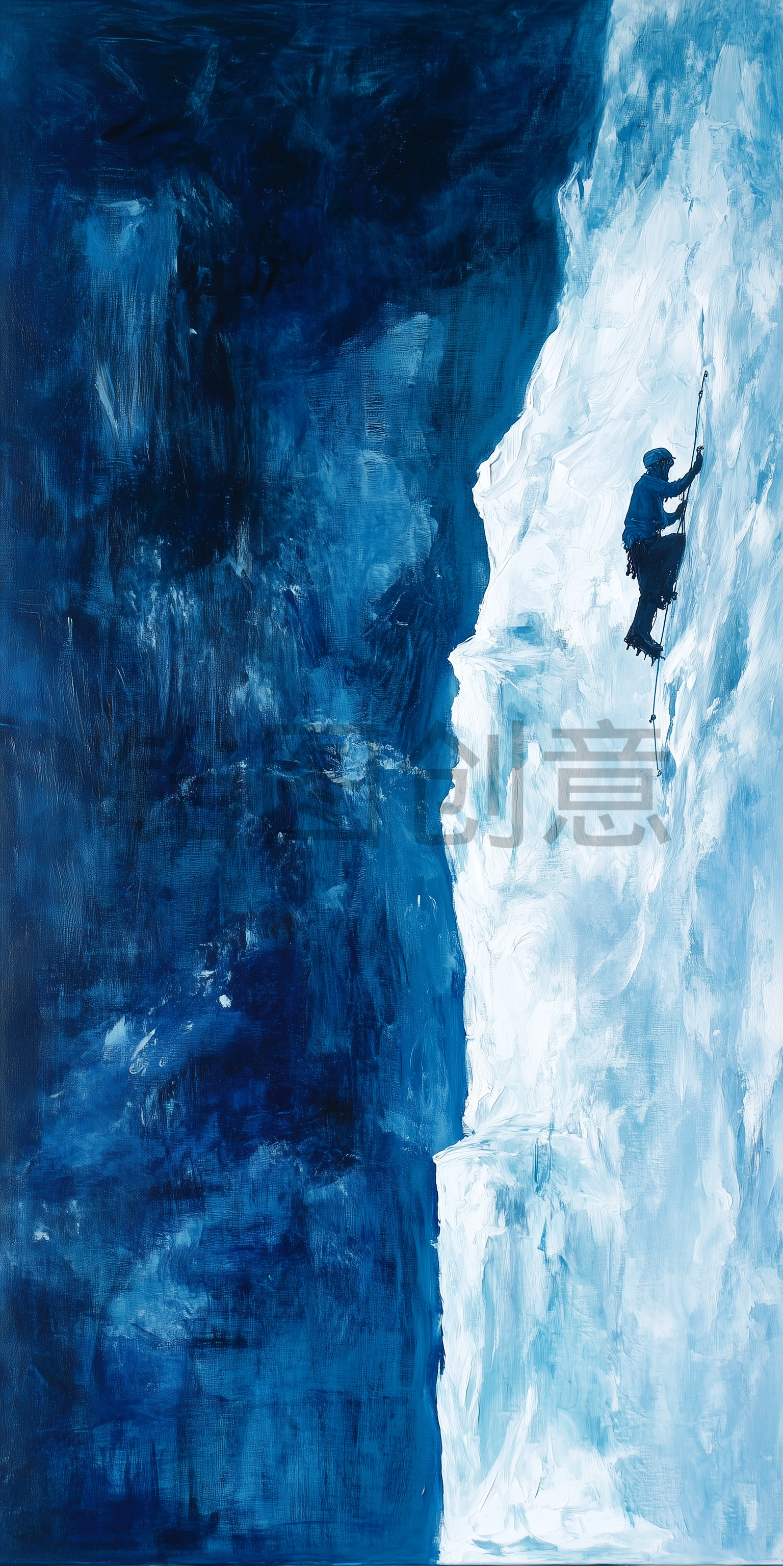 定设网-户外运动登山爬山攀登高峰雪山油画背景