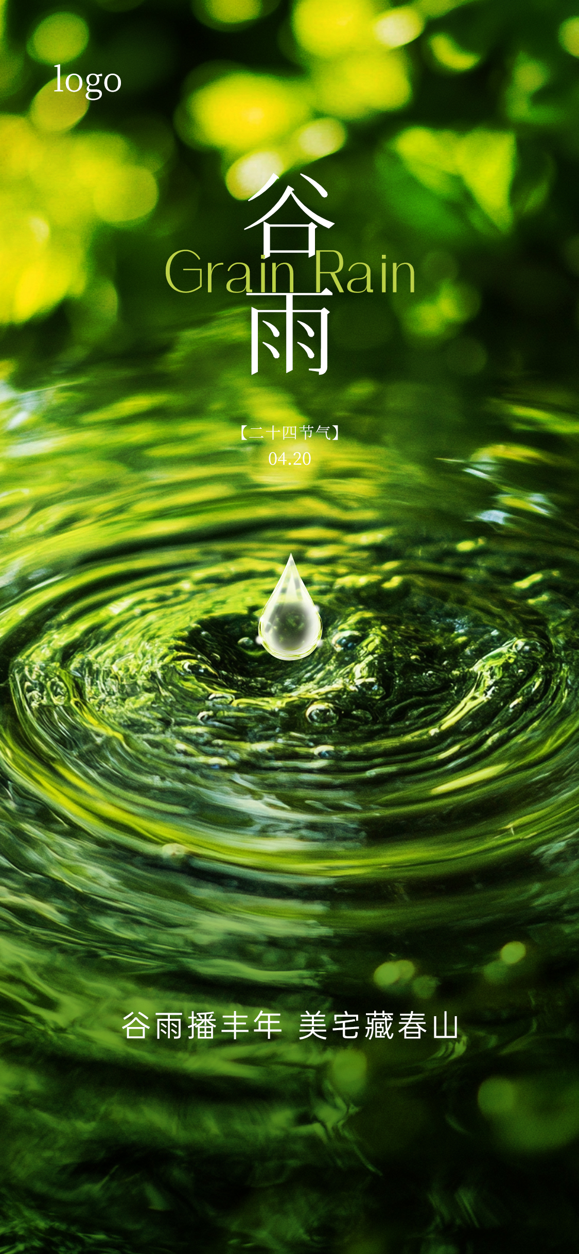 定设网-谷雨雨水节气海报