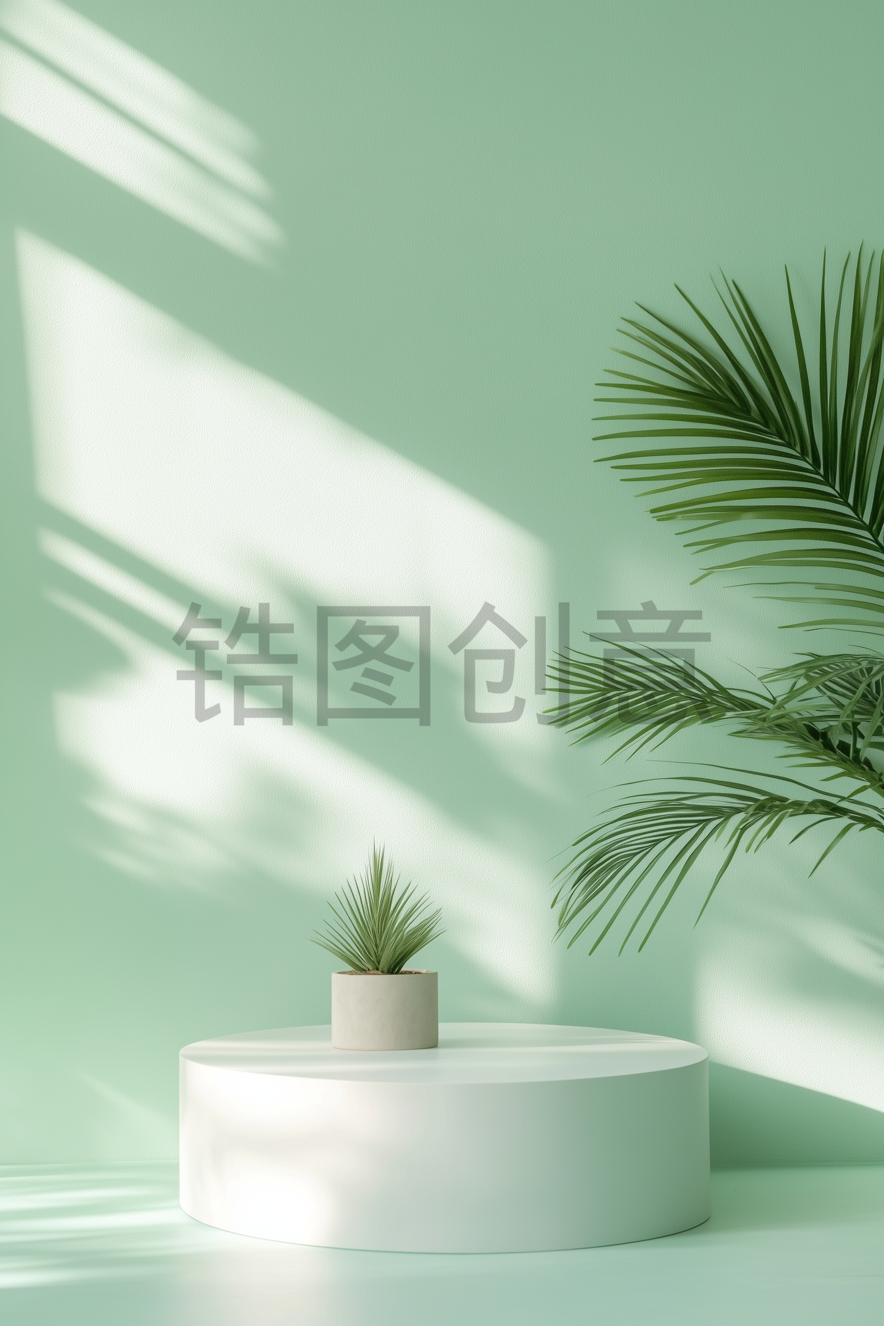 定设网-绿色小清新电商产品展示台背景