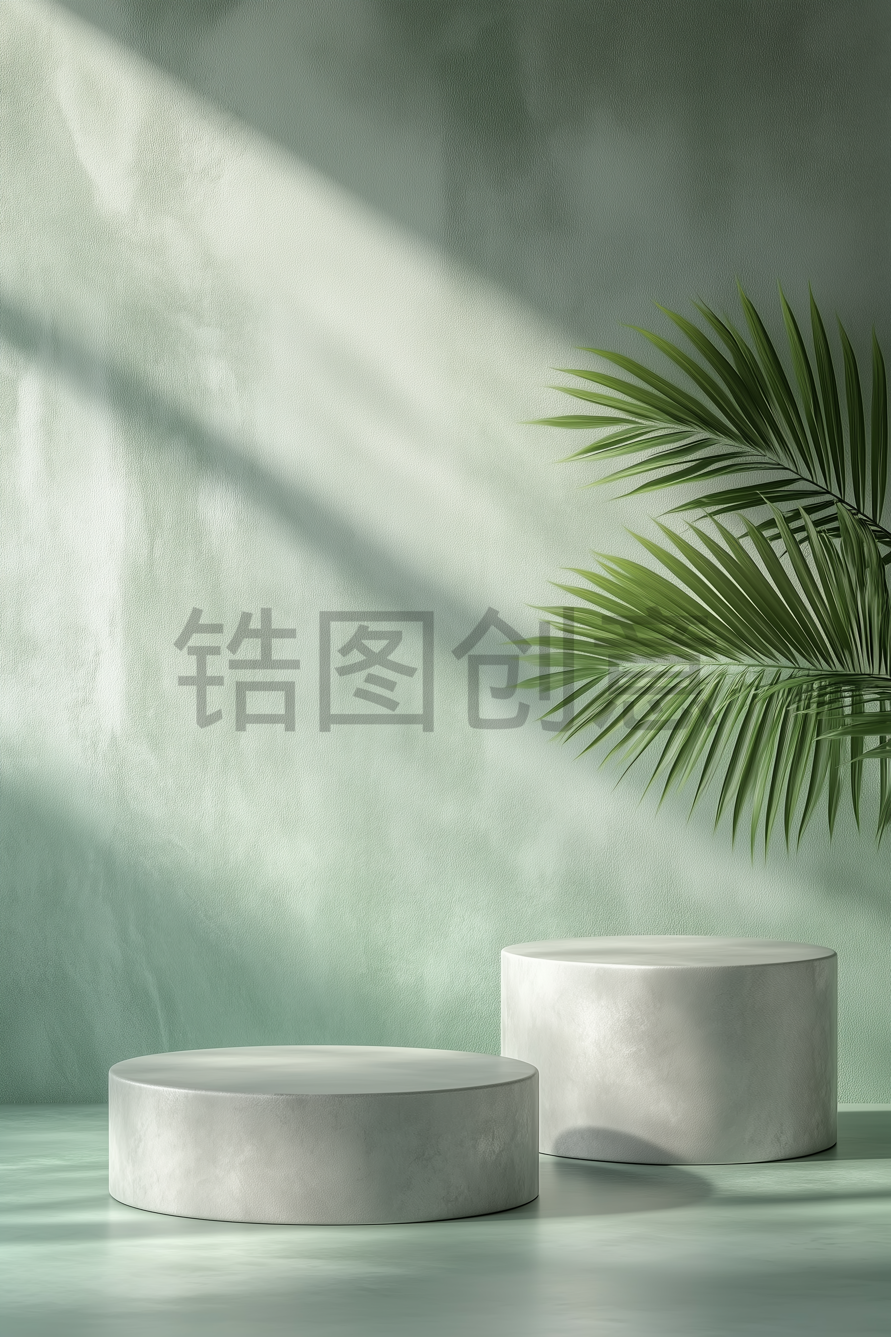定设网-绿色小清新电商产品展示台背景