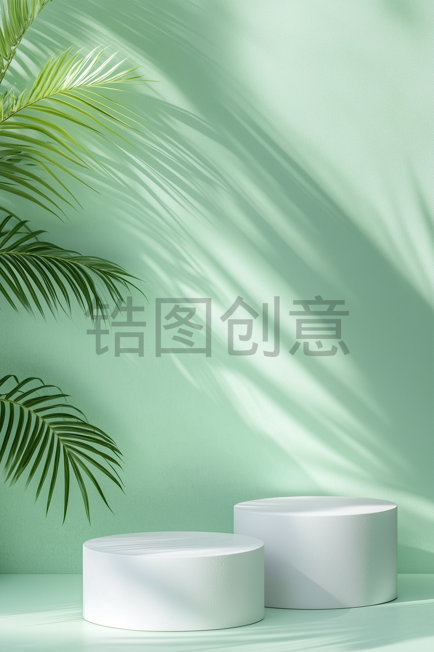 定设网-绿色小清新电商产品展示台背景
