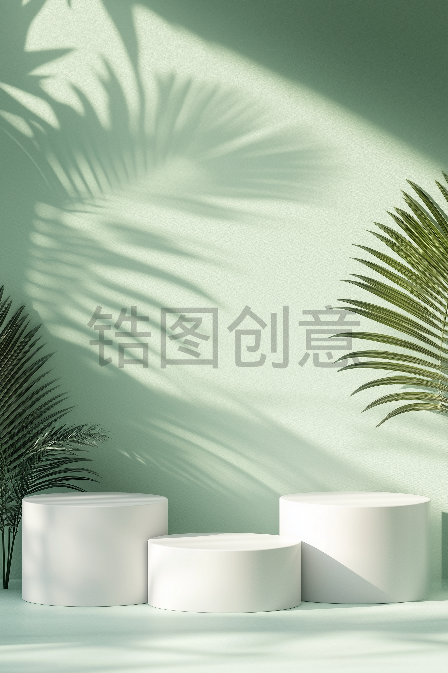 定设网-绿色小清新电商产品展示台背景