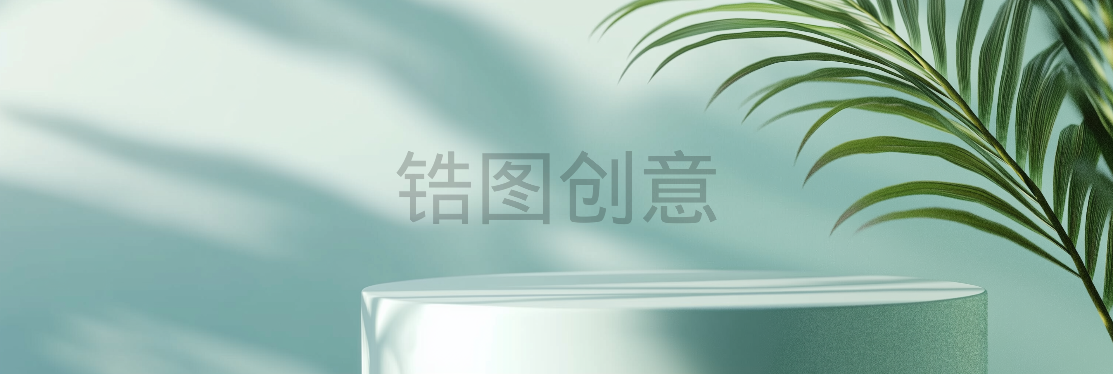 定设网-绿色小清新电商产品展示台背景