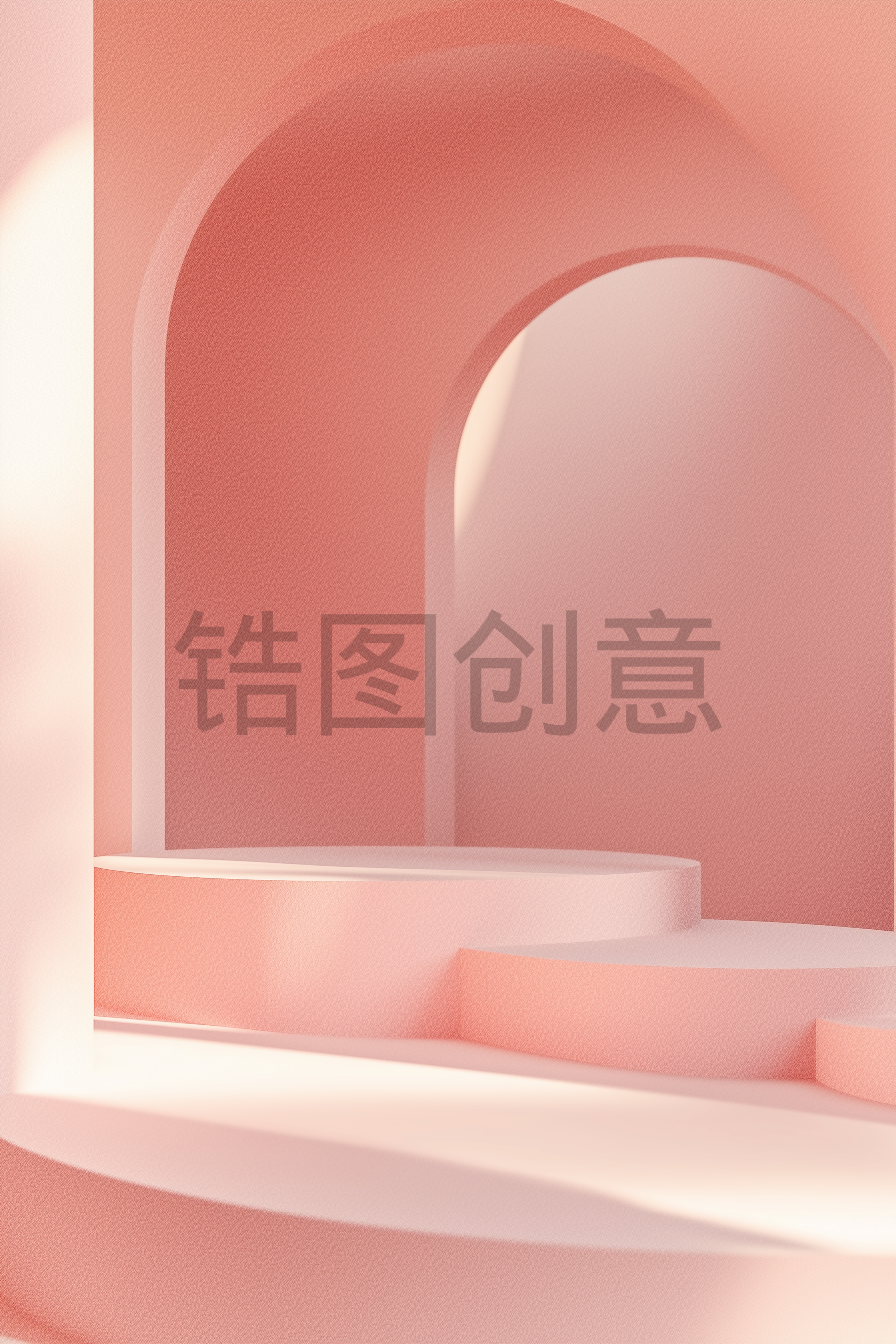 定设网-粉色光感电商产品展示台背景