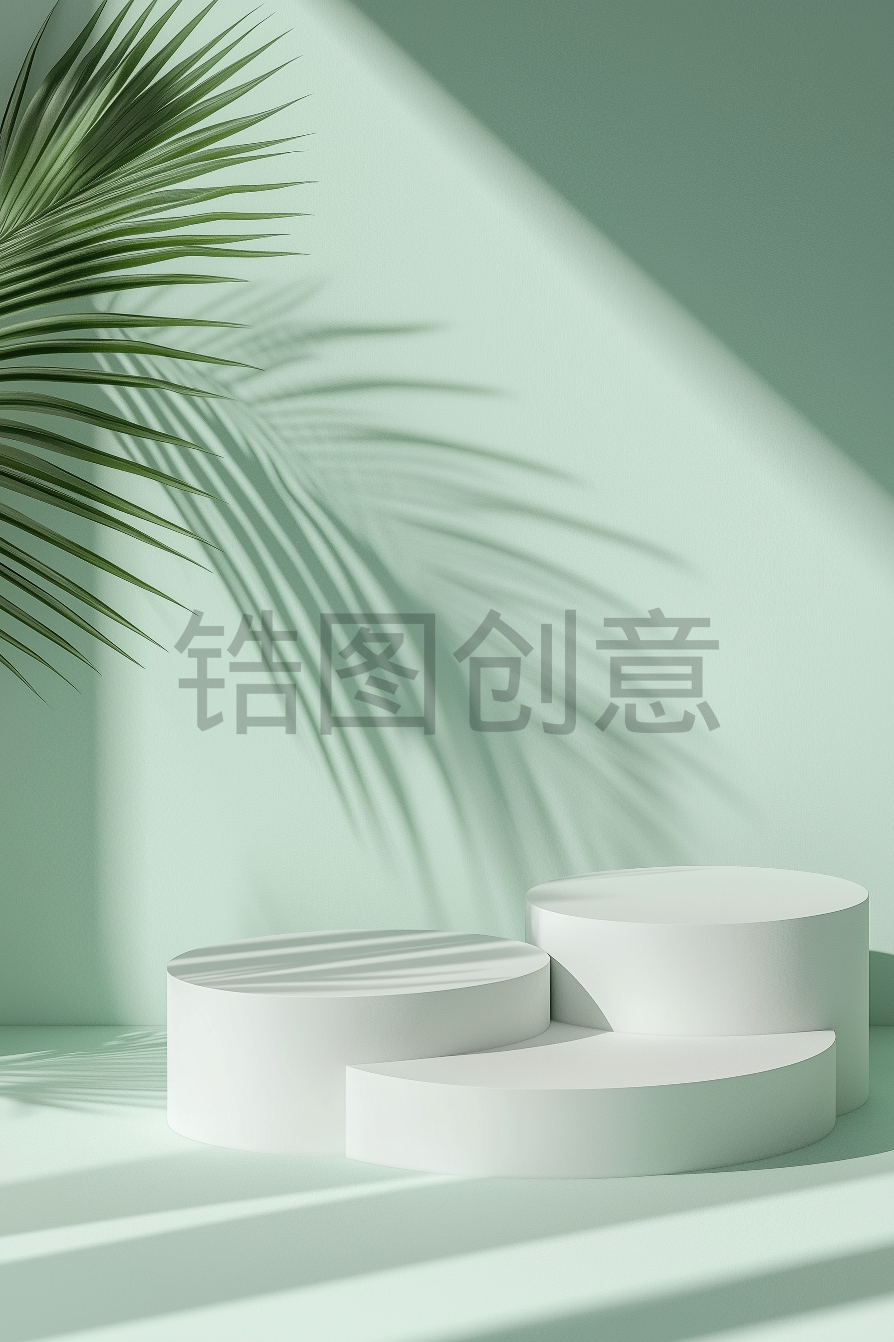 定设网-绿色小清新电商产品展示台背景