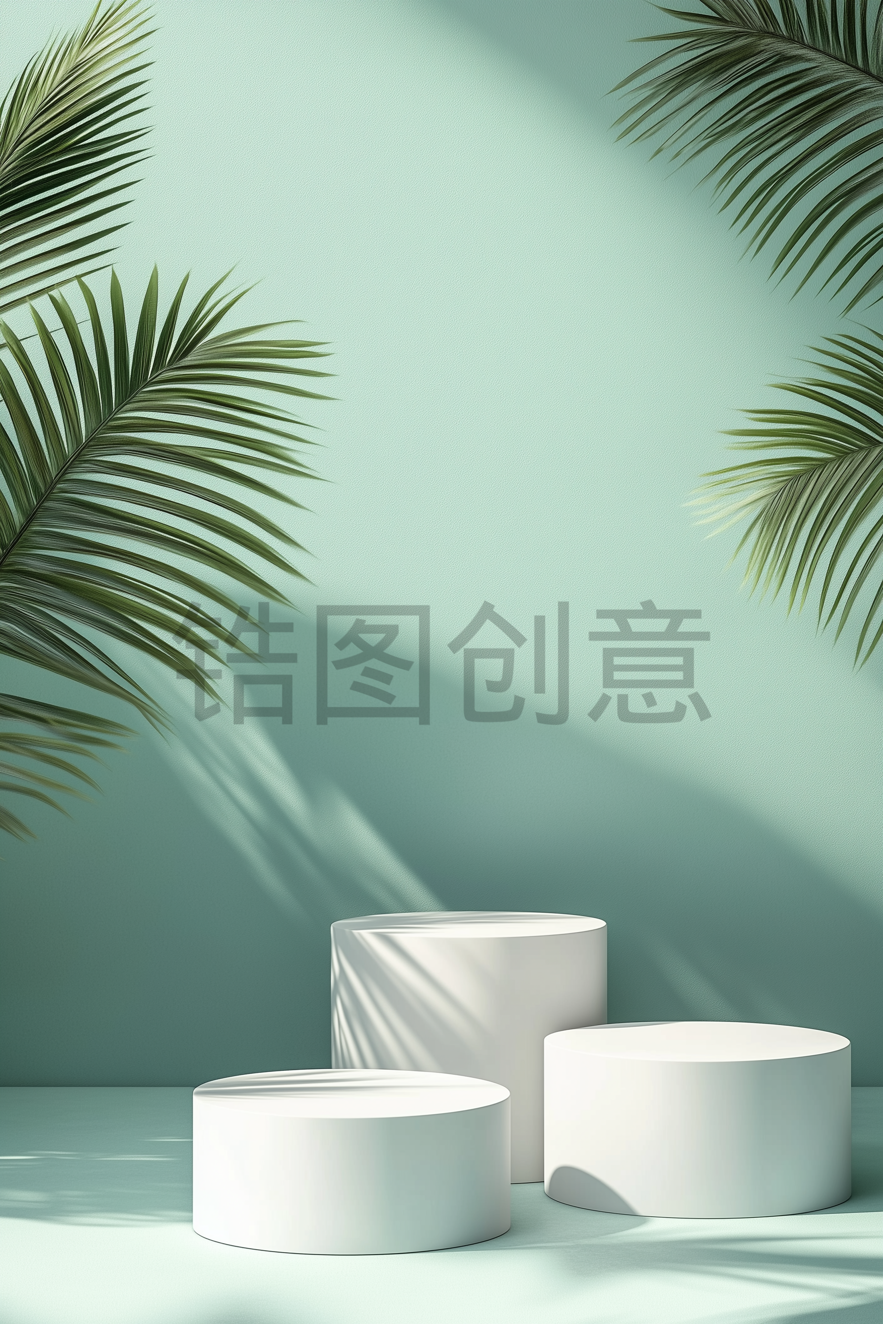定设网-绿色小清新电商产品展示台背景