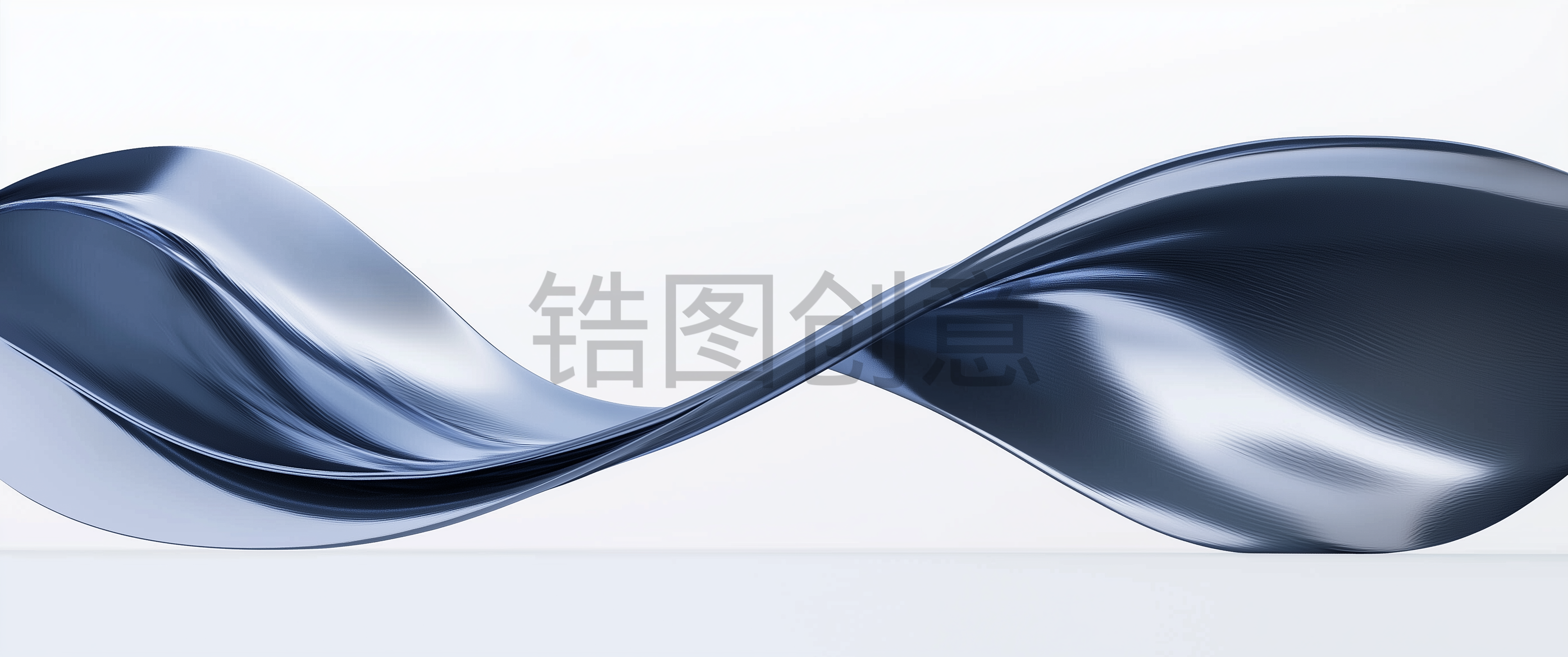 定设网-蓝色3D渲染曲线金属波浪特写背景