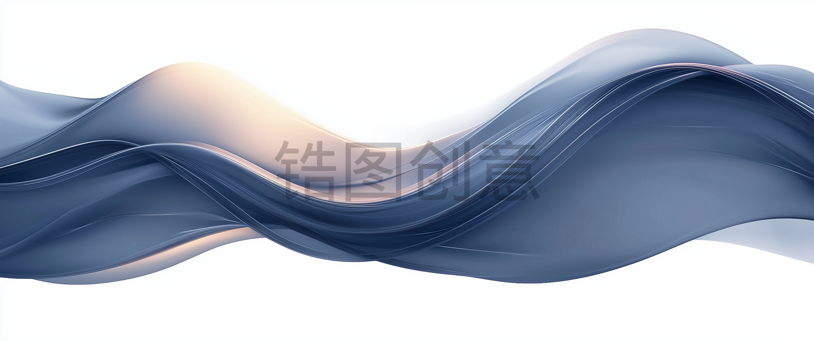 定设网-蓝色曲线波浪状丝带抽象元素