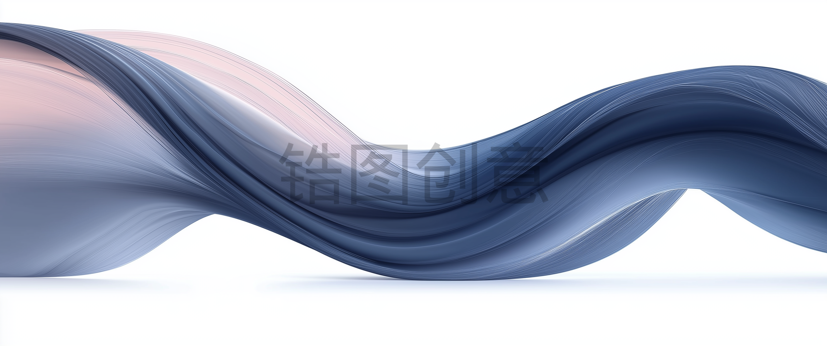定设网-蓝色曲线波浪状丝带抽象元素