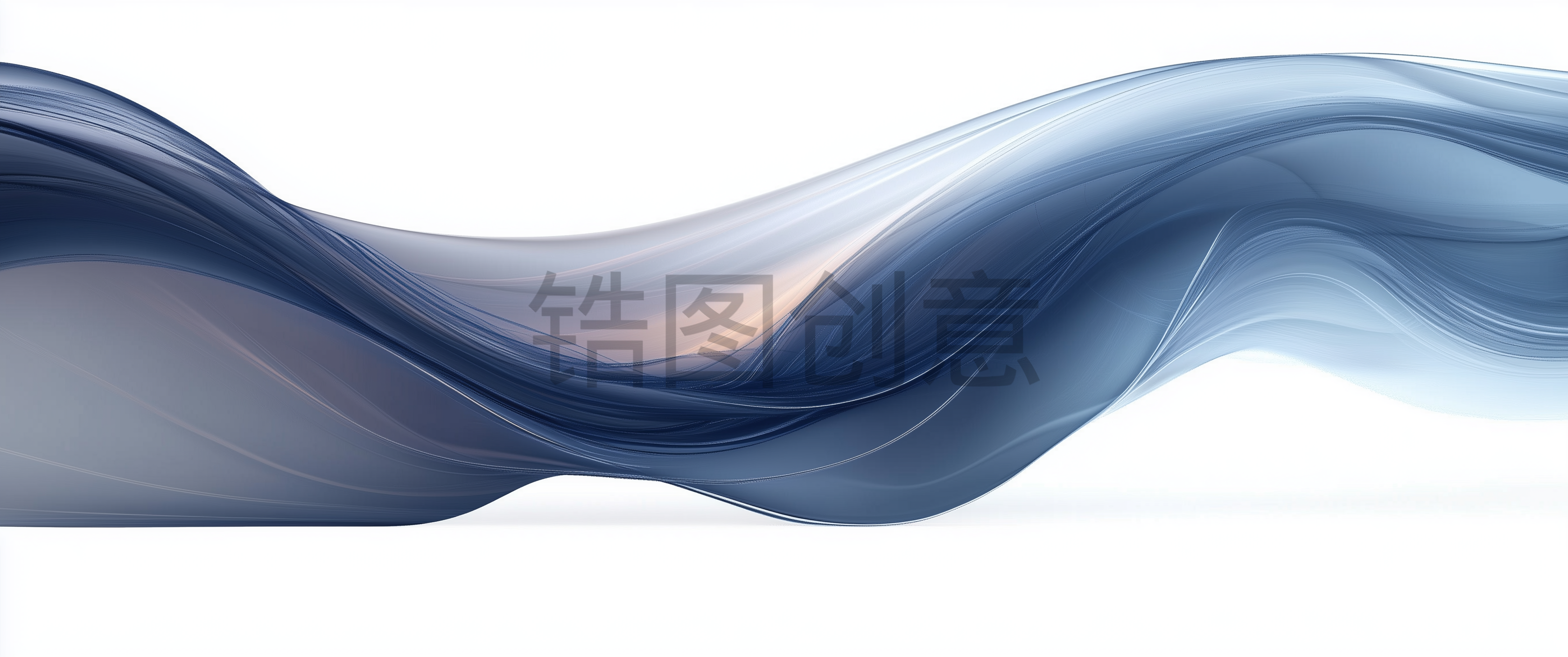 定设网-蓝色曲线波浪状丝带抽象元素