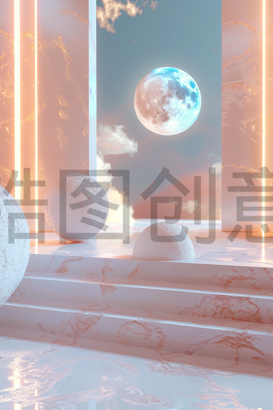 定设网-3d渲染球体空间背景