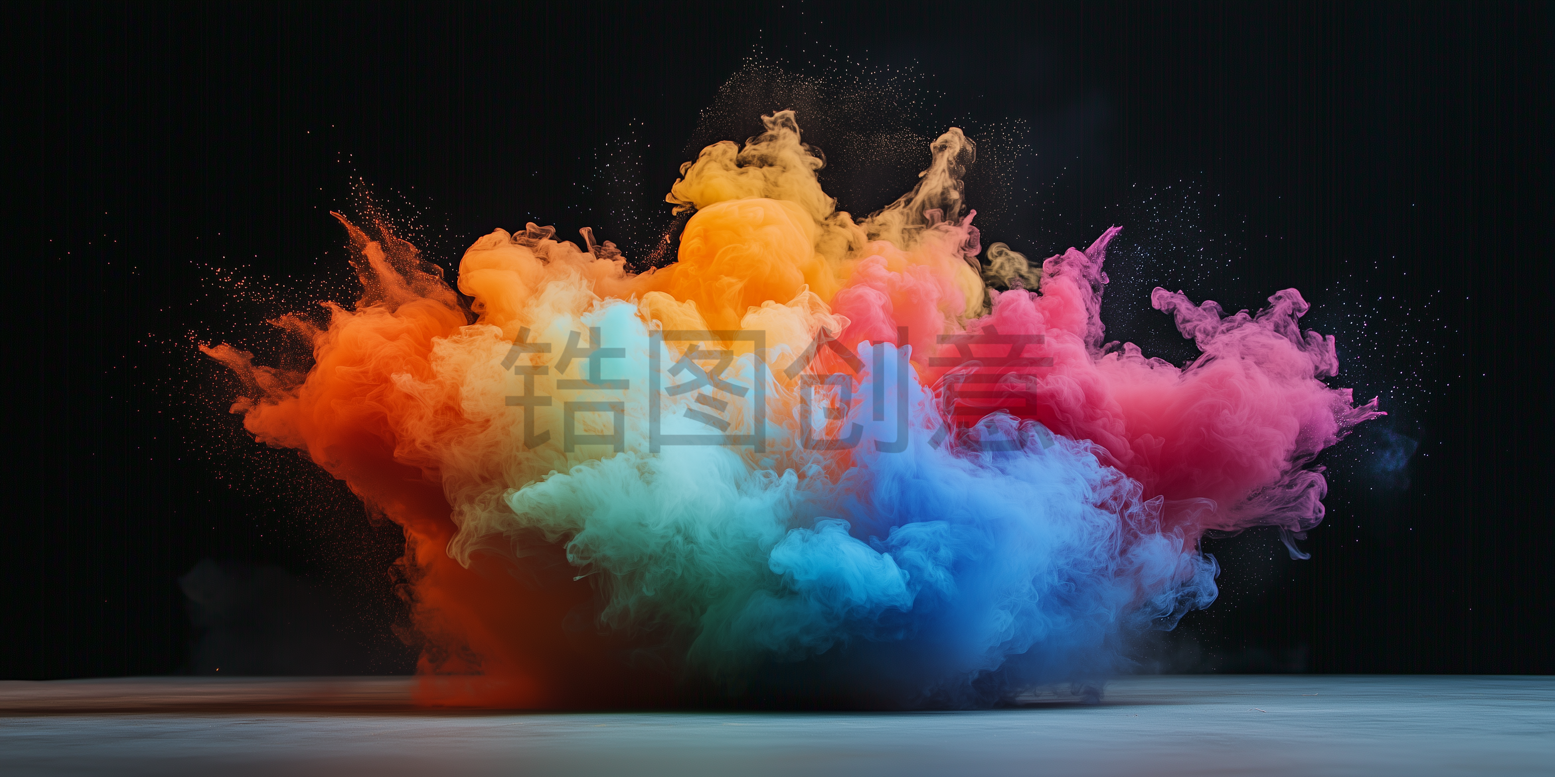 定设网-五彩彩色烟雾爆炸炸裂视觉热烈背景