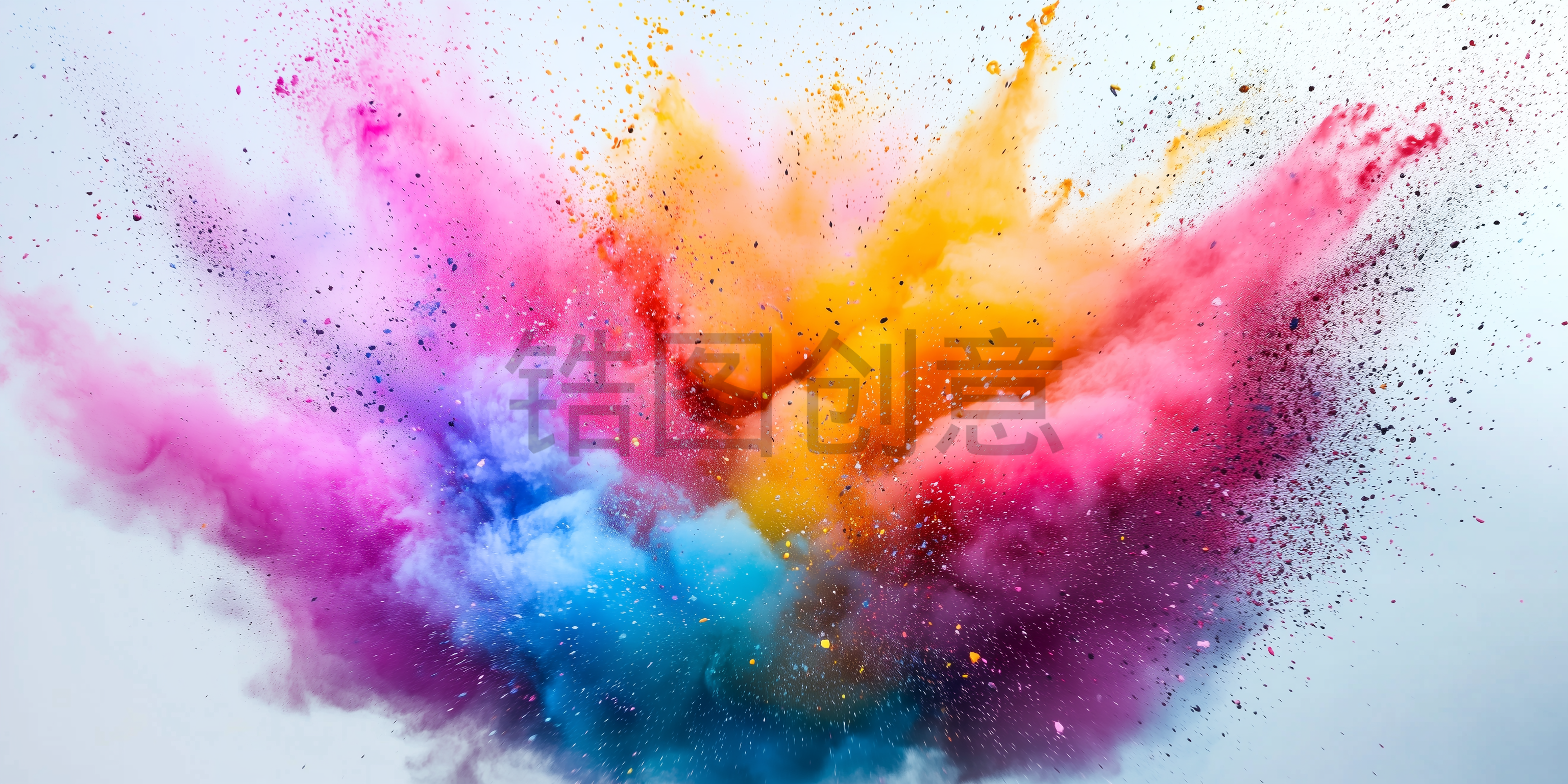 定设网-五彩彩色烟雾爆炸炸裂视觉热烈背景