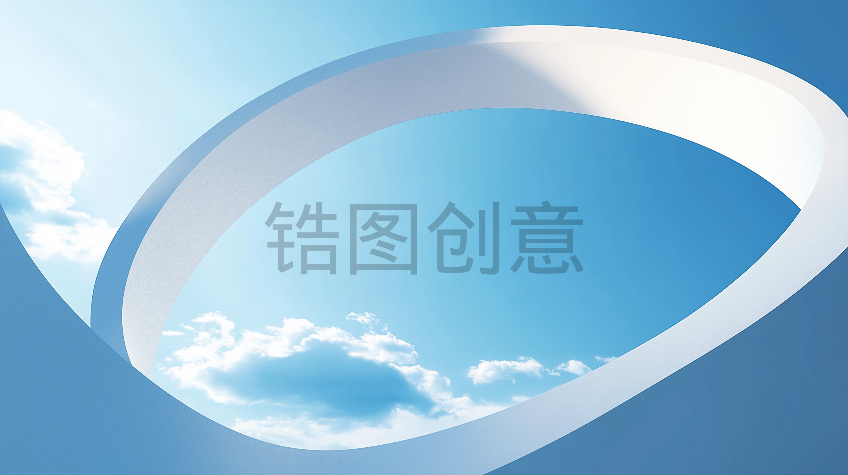 定设网-3d渲染白色弯曲环形曲线形状蓝色背景