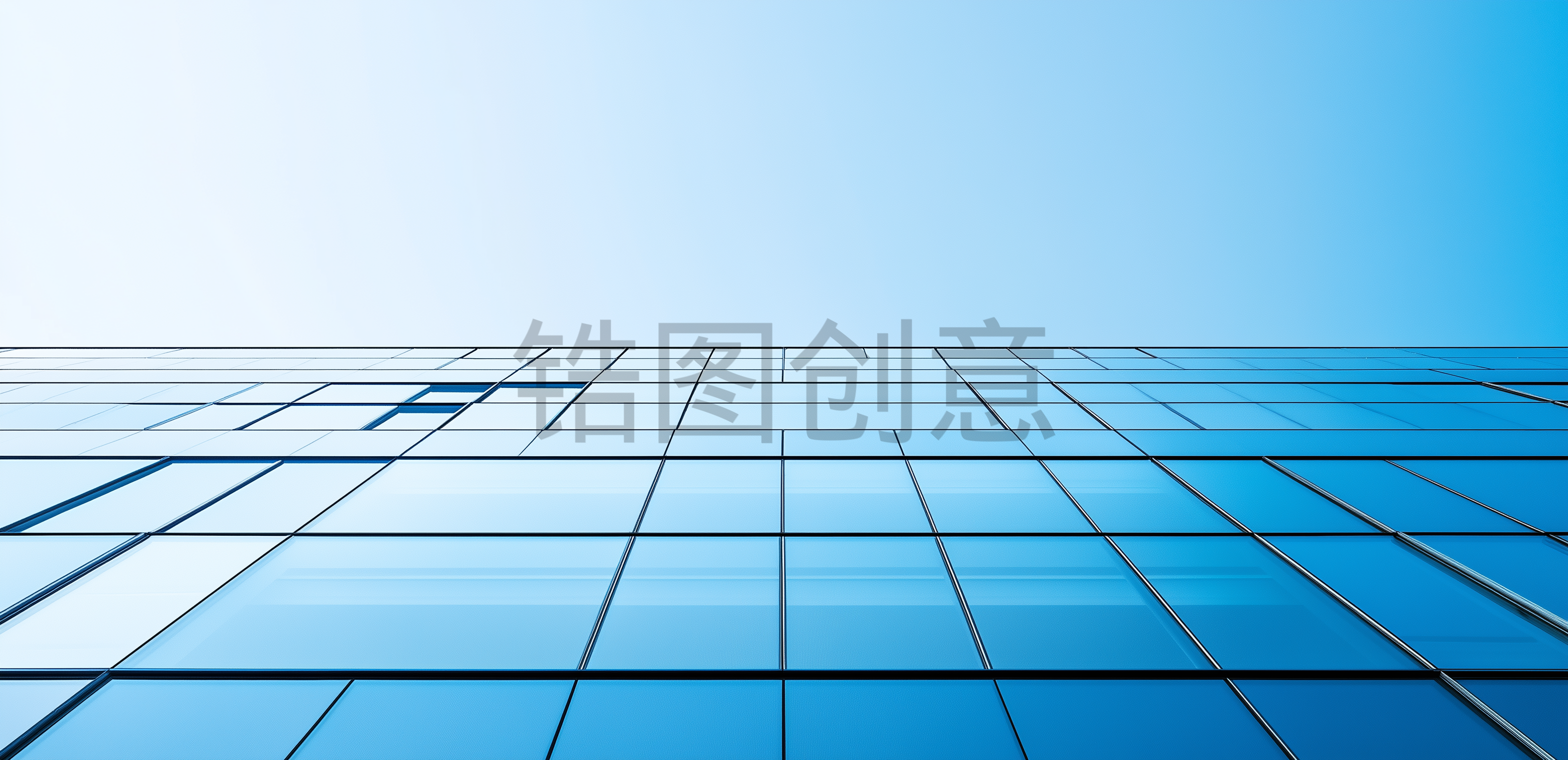 现代办公楼外墙特写蓝色玻璃素材