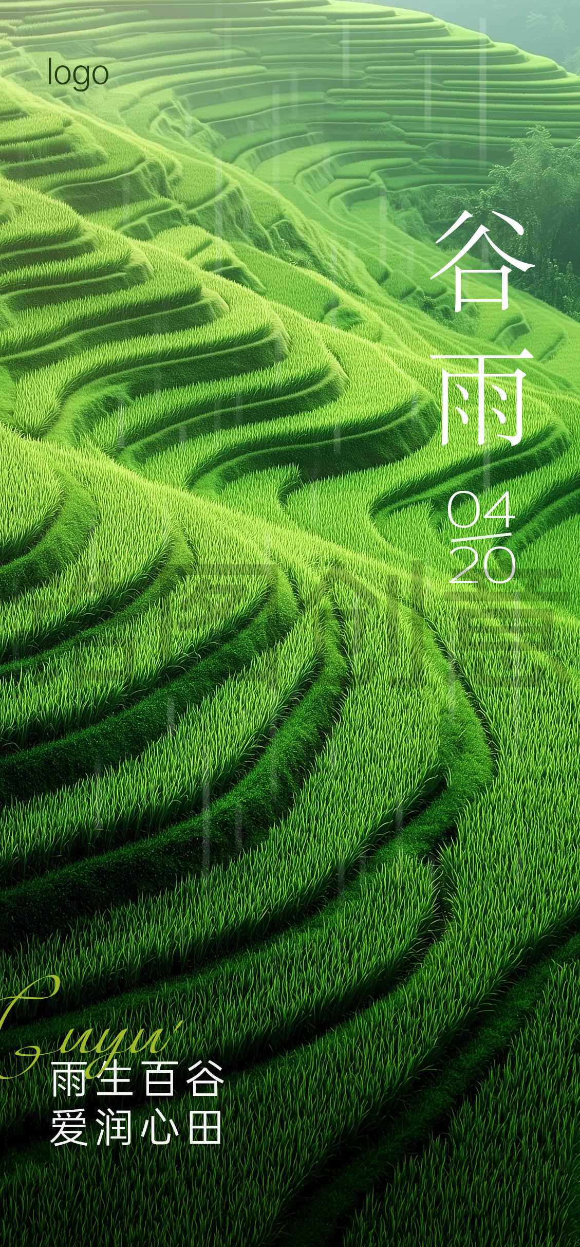 定设网-谷雨雨水节气海报