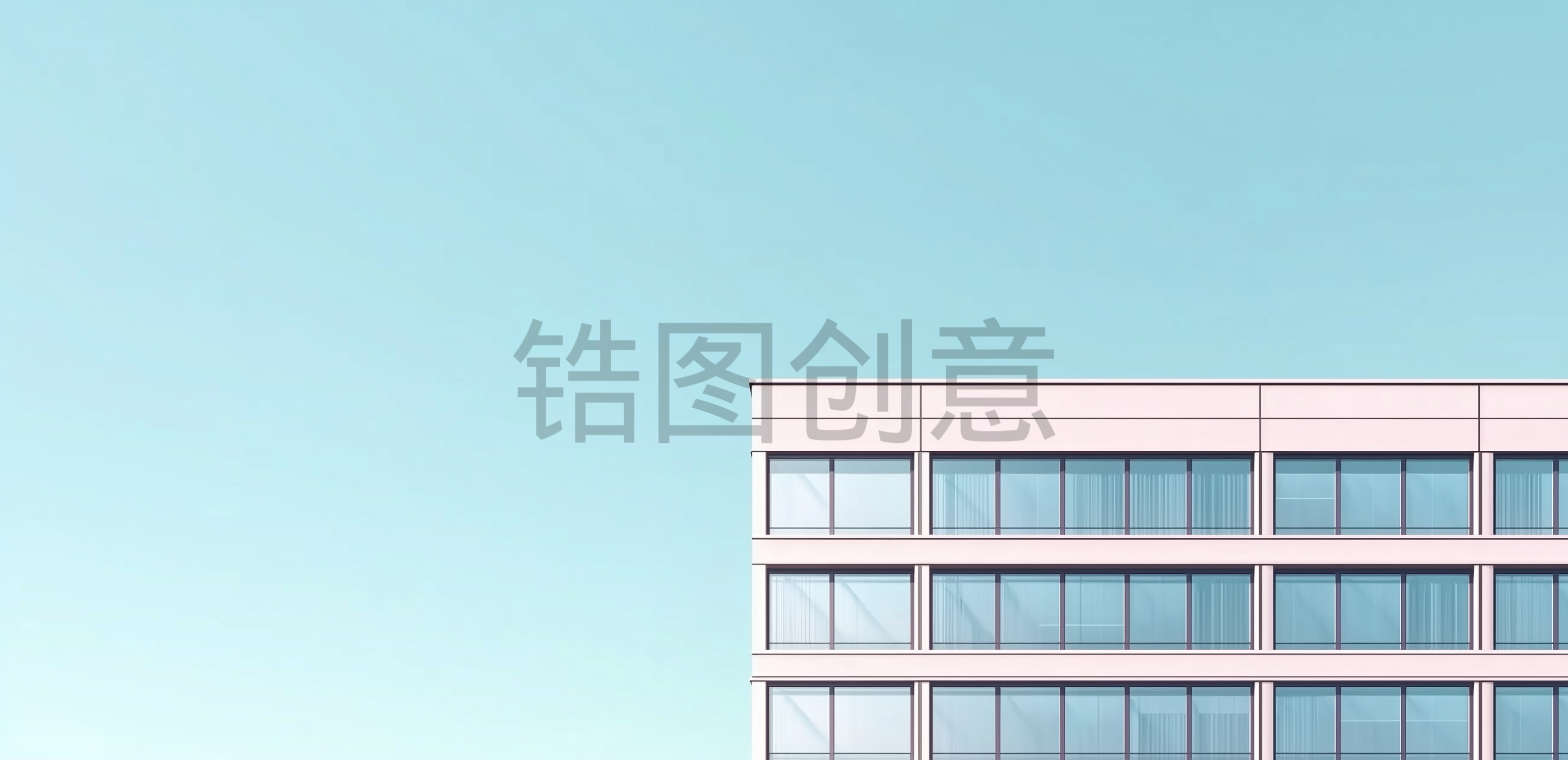现代办公楼外墙蓝色玻璃素材