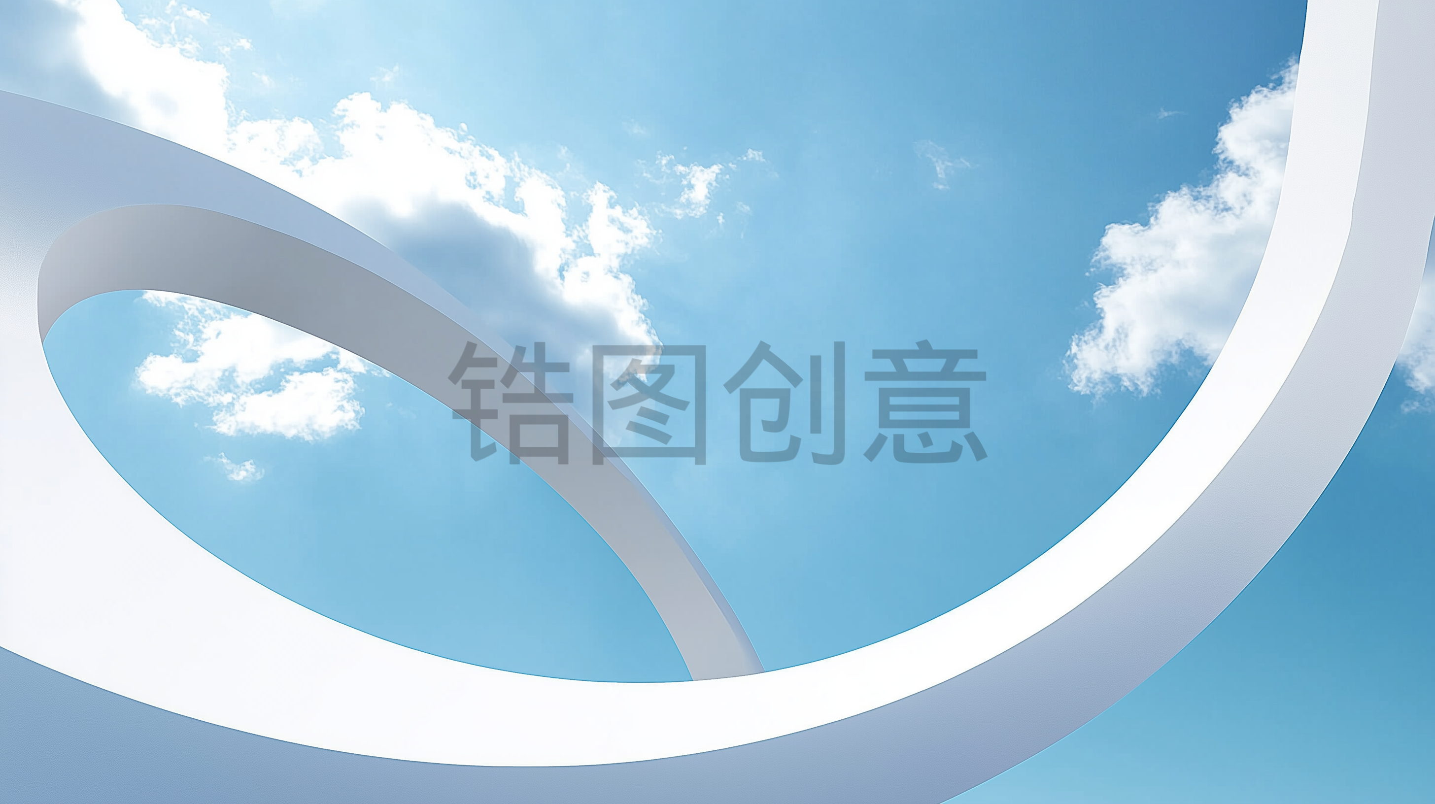定设网-3d渲染白色弯曲环形曲线形状蓝色背景