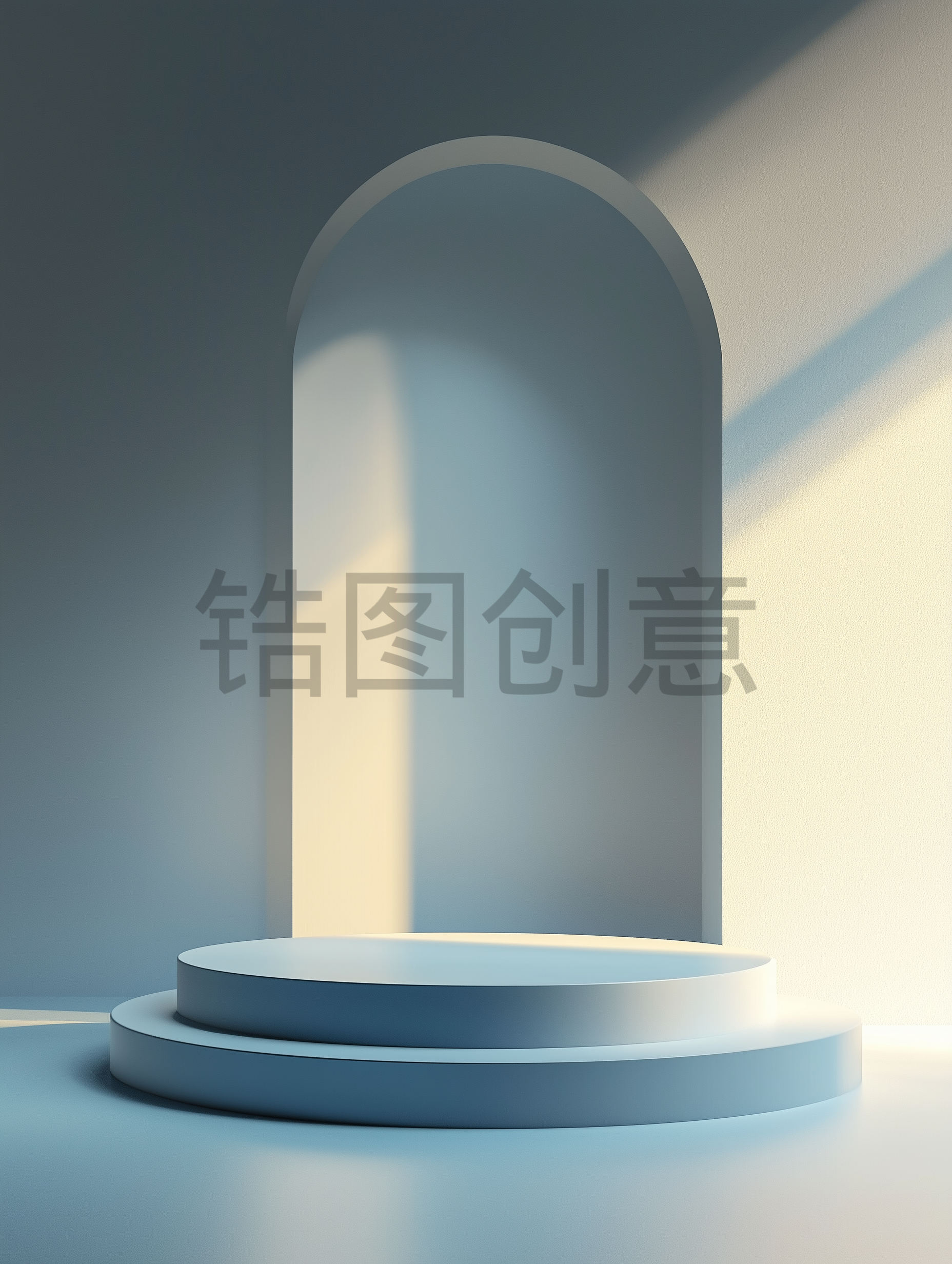 3d渲染灰色水泥墙面产品展台空间背景