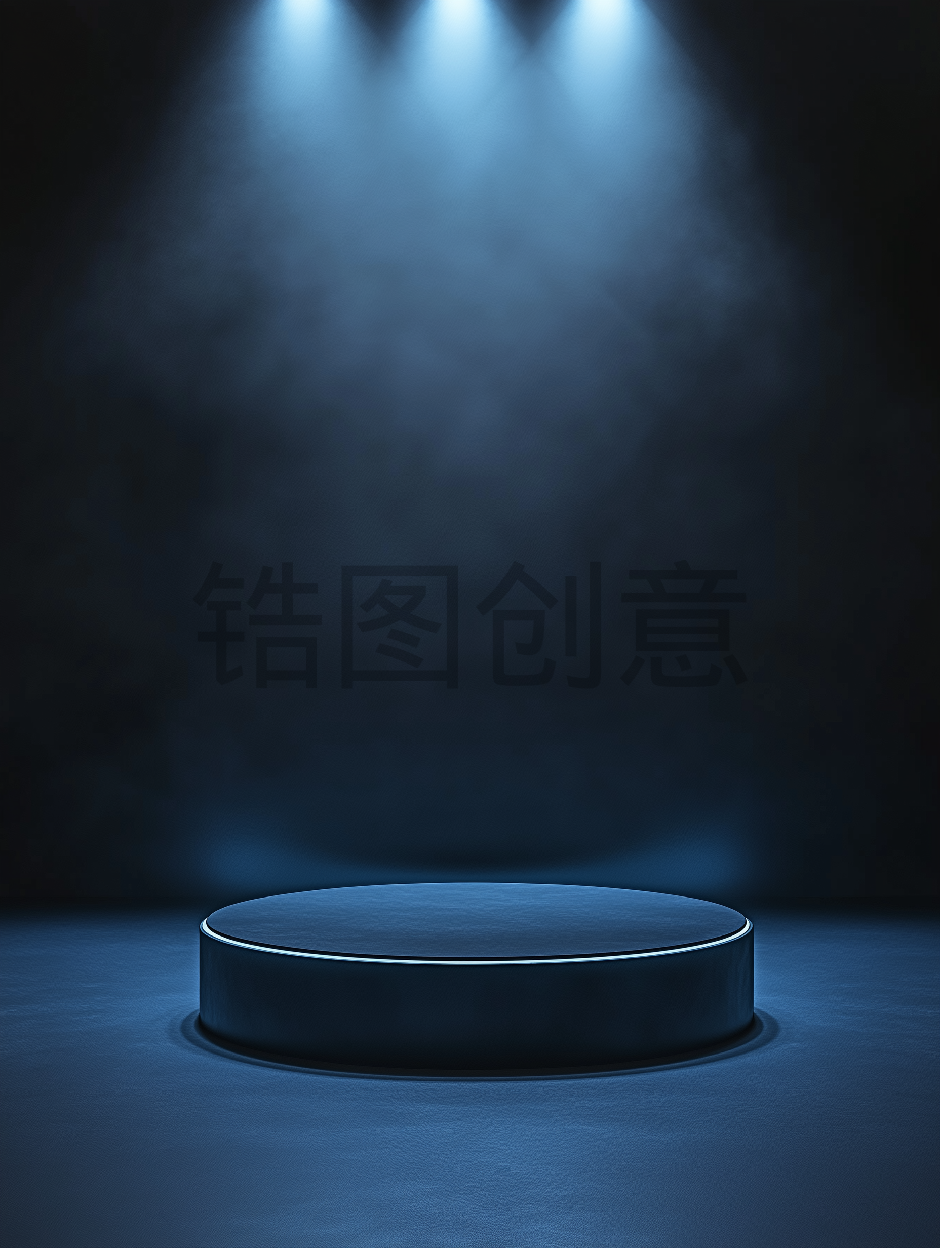 蓝色圆形发光舞台展台科技感背景